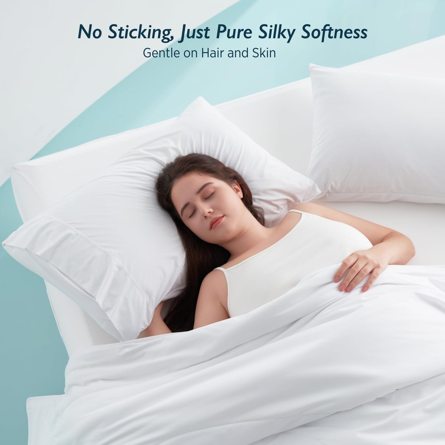 Breescape Cooling Pillow Cases King Size Set of 2, BlendTek™ Cooling Technology for Hot Sleepers & Night Sweats, Silky Soft Cool Pillowcases for Hair & Skin Care, 20" x 36", Snow White