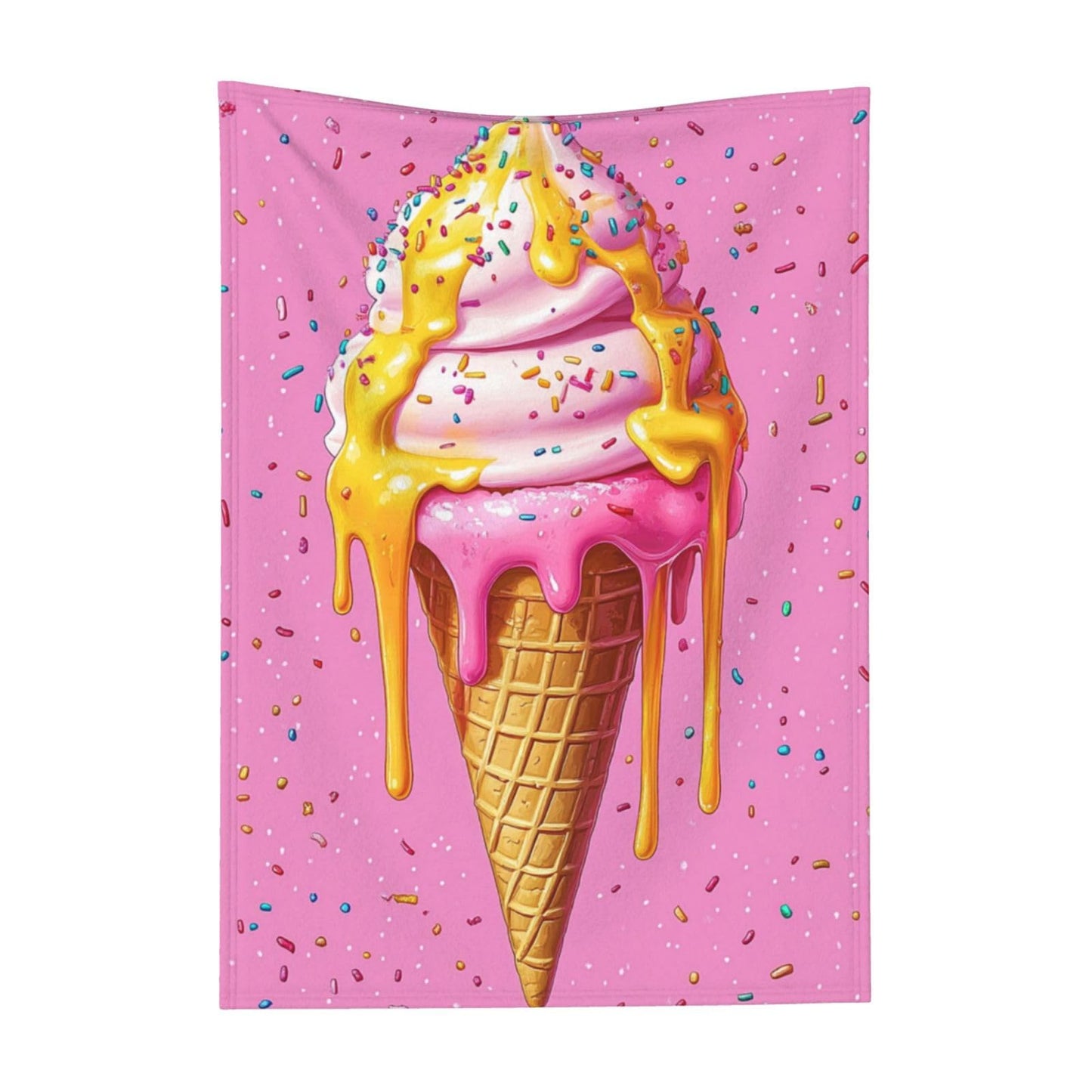 CDSASHCA Flannel Fleece Blanket,Dessert Dreams,Colorful Ice Cream Pattern, Cozy for Sweet Tooth Lovers, Machine-Washable, Cheerful Kitchen Accessory,Light and Warm,Gifts for Classmate 30X40 inch