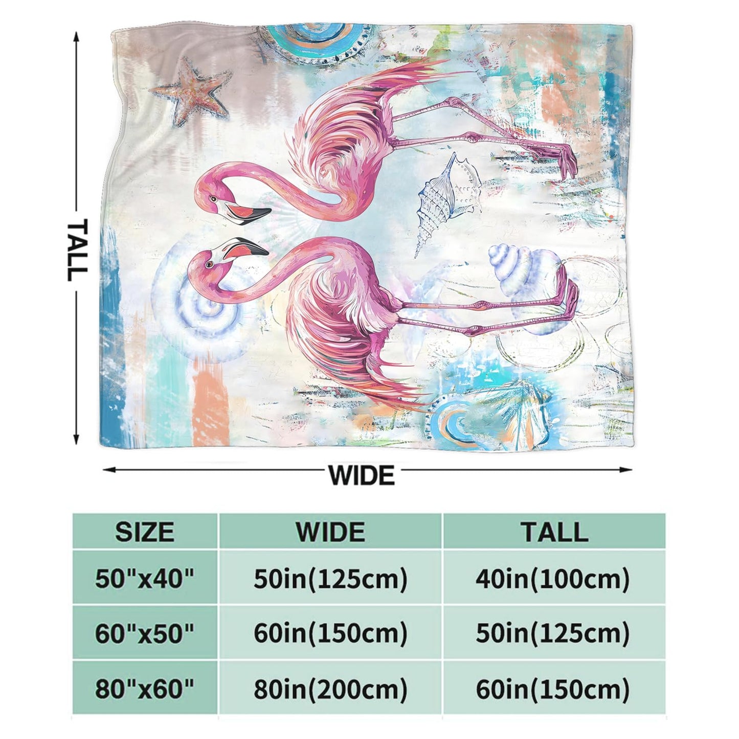 Baegopa Flamingo Blanket Gifts for Girls Boys Coastal Beach Throw Cozy Plush Fleece Flannel Lightweight Fuzzy Party Blankets for Women Men 50"X40"