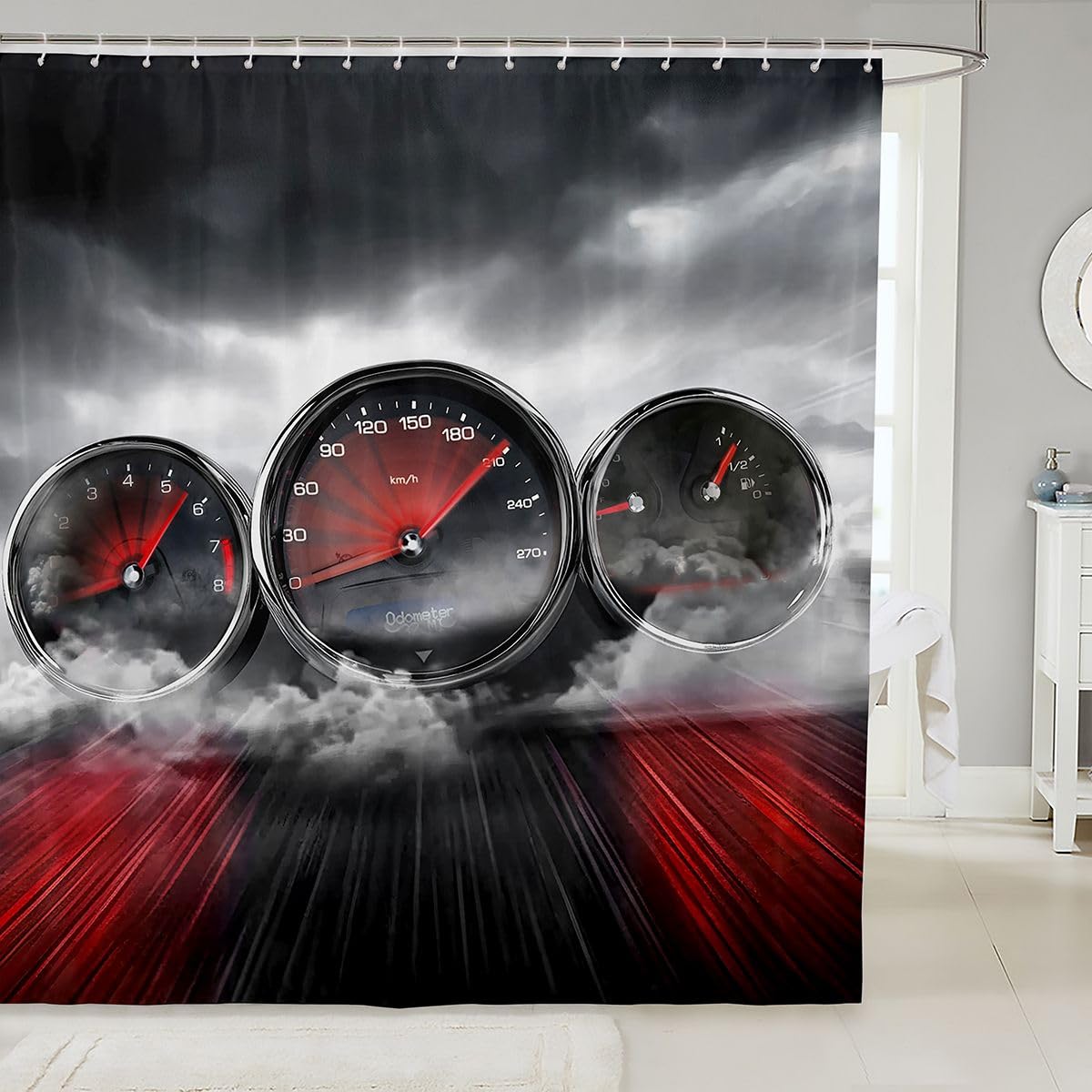 Car Waterproof Shower Curtains Race Car Fabric Bathroom Shower Curtain for Kids Boys Girls Cool Extreme Sports Theme Shower Curtain with Hooks Luxury Automobile Style Decor Curtain,72x84 Inches