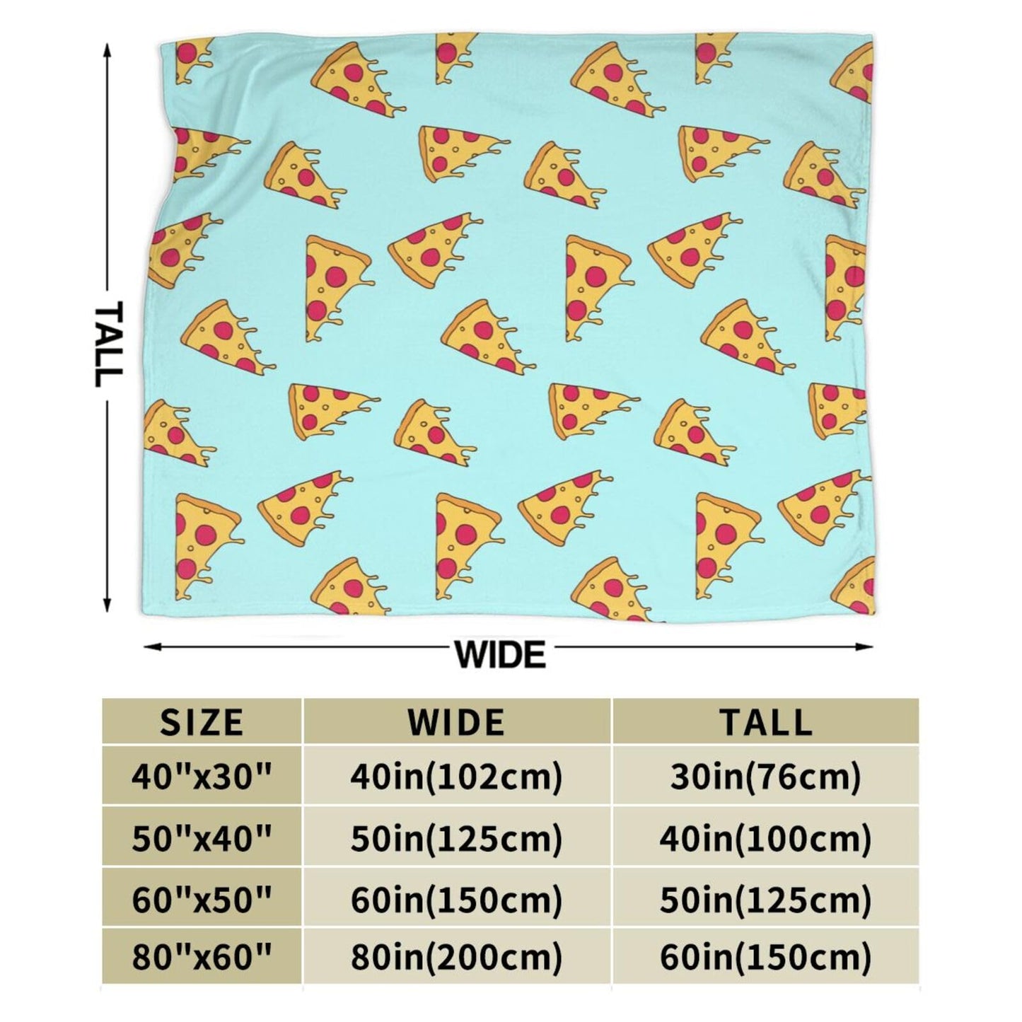 Cute Pizza Slice Throw Blanket Super Soft Warm Bed Blankets for Couch Bedroom Sofa Office Car, All Season Cozy Flannel Plush Blanket Gifts for Girls Boys Kids Teens 50"x40"