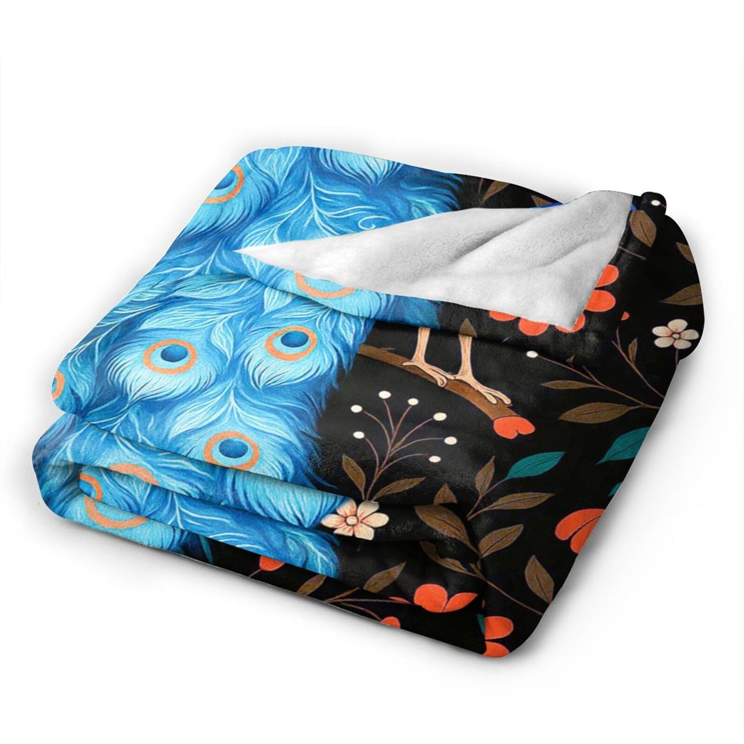 Peacock Blanket Cute Peacock Throw Blanket Soft Warm Cozy Fleece Fuzzy Plush Flannel Blankets Gifts for Girls Women Boys Kids Adults 40"X50"