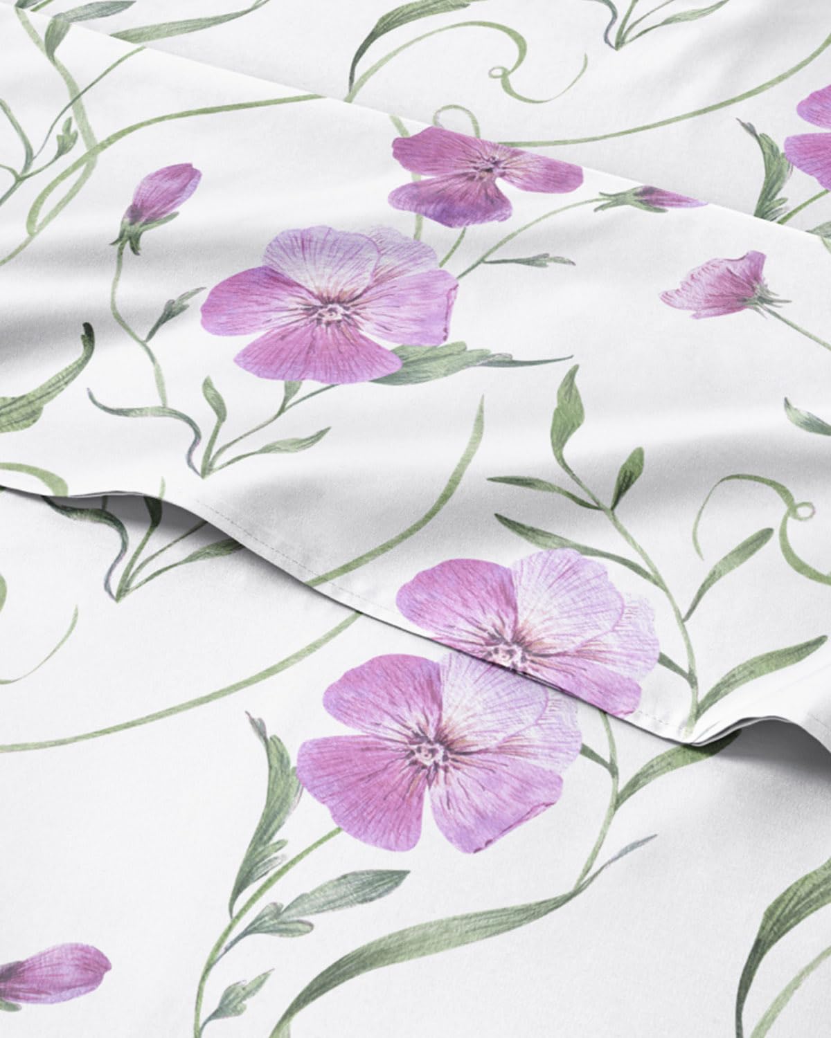 Floral Sheets - Pink Floral Bed Sheet Set - 1 Flat, 1 Fitted & 2 Pillowcases w/ Deep Pockets - Comfy, Wrinkle & Fade Free - Boho Botanical Bedding - Ultra-Soft, Breathable & Cooling - Queen Size Set