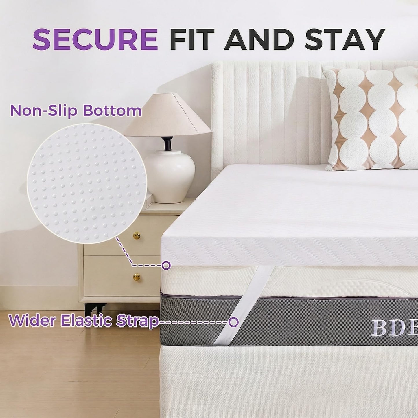 BDEUS Twin Size 2 Inch Gel Memory Foam Mattress Topper with Removable Cover, Ventilated Cooling Foam, Supportive Pressure Relief Bed Topper, CertiPUR-US Certified