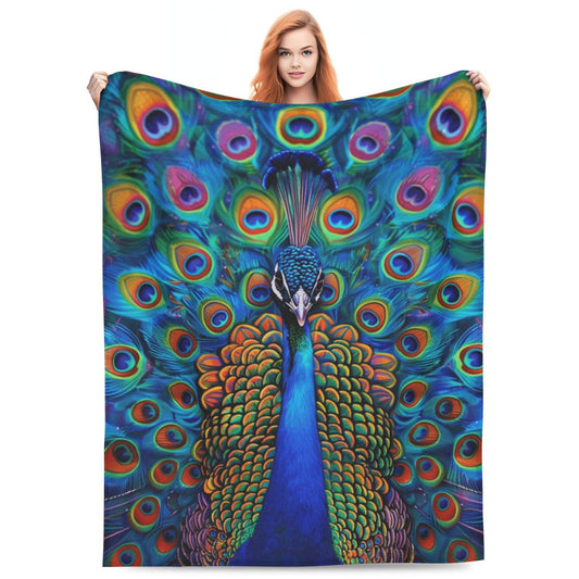 Peacock Blanket, Gifts for Women, Feather Soft Lightweight Throw Blankets for Kids Girls, Travel Bed Living Room Decor, 50x60in