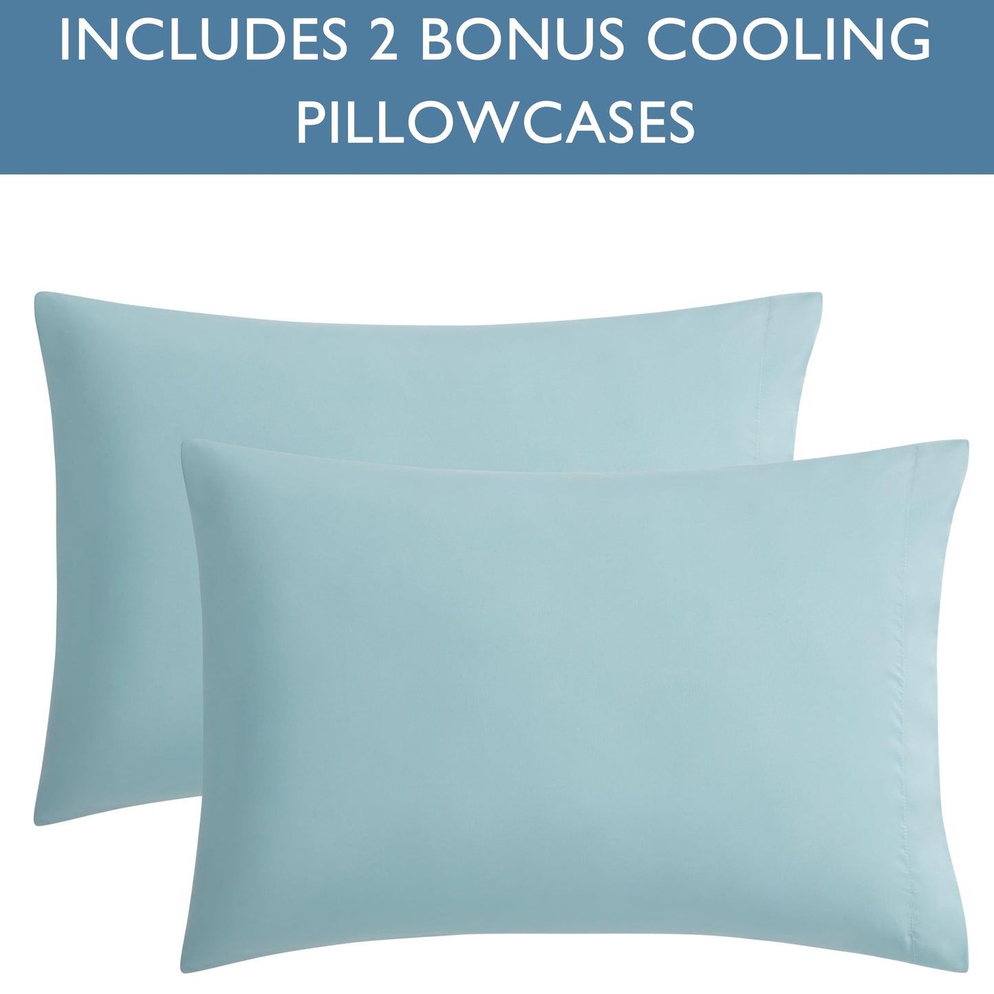 Caribbean Joe 6-Piece Sheet Set with Cooling Pillowcases, 12-inch Deep Pockets, Tropical Beach Coastal Design, Queen, Coastal Stripe Light Blue