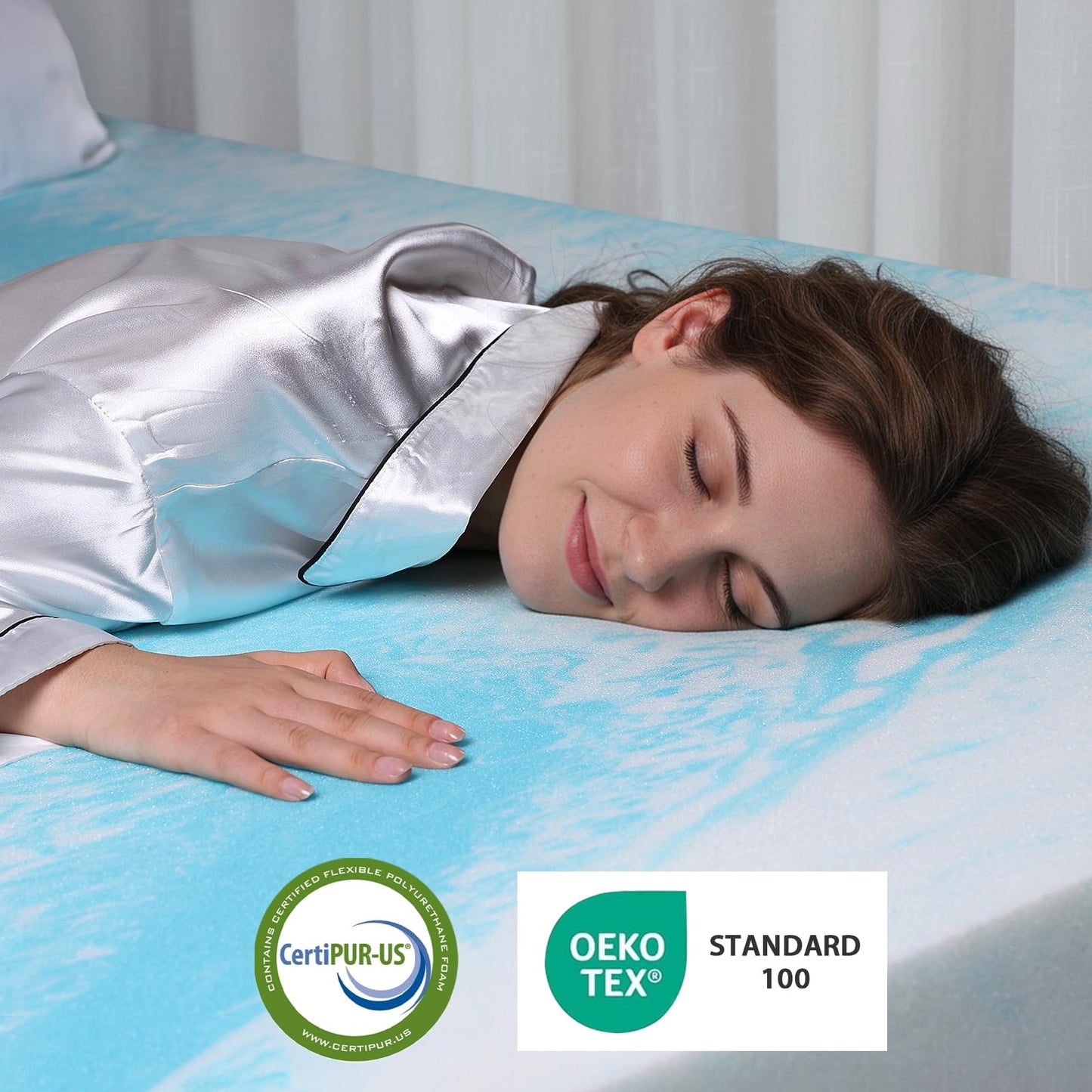 Colvay 3 Inch Gel Memory Foam Mattress Topper Queen Size - Cooling Blue Foam Pad for Pressure Relief, CertiPUR-US Certified, Comfortable Bed Topper