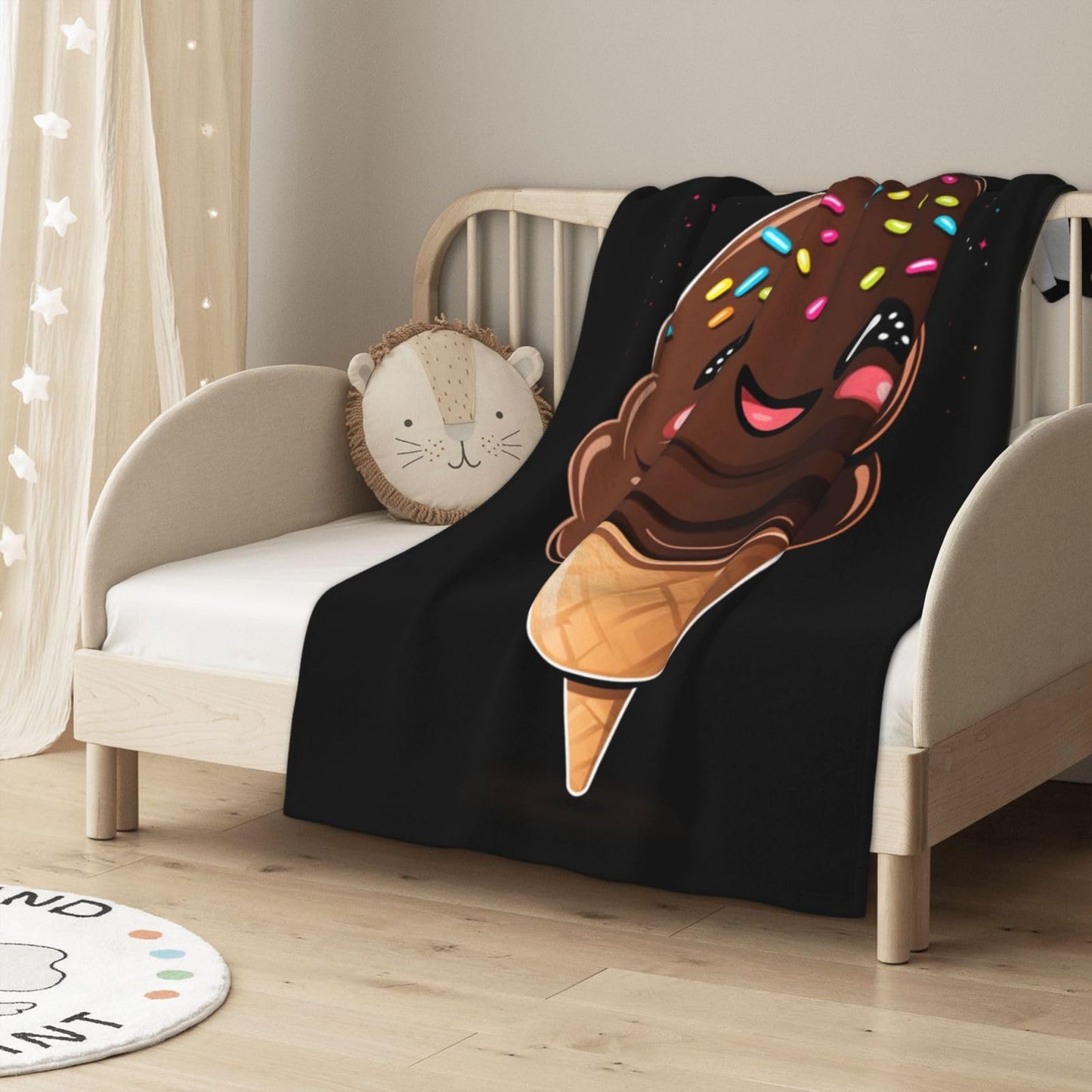 CDSASHCA Cute Chocolate Ice Cream Flannel Fleece Blanket,Ultra-Soft,Lightweight,Hypoallergenic,Double-Sided,Perfect for Home Decor, Couch, Bed, Machine-Washable,Non-Shedding,Sweet Gift 30X40 inch