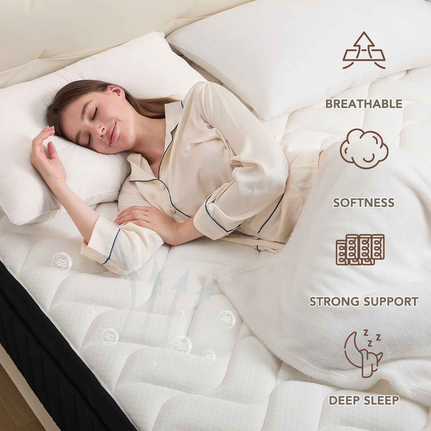Moccona 12 Inch Queen Size Mattresses, Memory Foam Hybrid Mattress in a Box with Independent Spring, Soft and Comfortable, Pressure Relief, CertiPUR-US Certified, Medium Firm