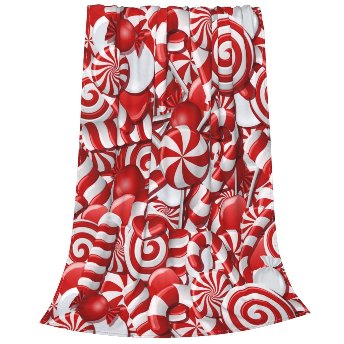 KUOAICY Christmas Swirl Candy Fleece Throw Blanket Red and White Sweet Xmas Soft Flannel Plush Lightweight Warm Cozy Blanket for Bed Couch Sofa Travel 50"X40"