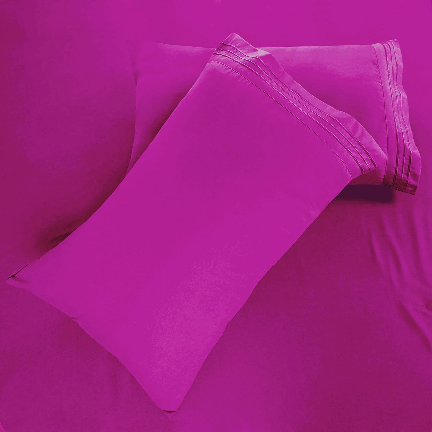 Vacco Queen Sheet Set - Luxury Hotel 1800 Series 4-Piece Bedding Sheets & Pillowcases - Ultra Soft Breathable & Cooling Bed Sheets - Deep Pocket - Wrinkle Resistant - 4 Piece Set - Queen, Hot Pink