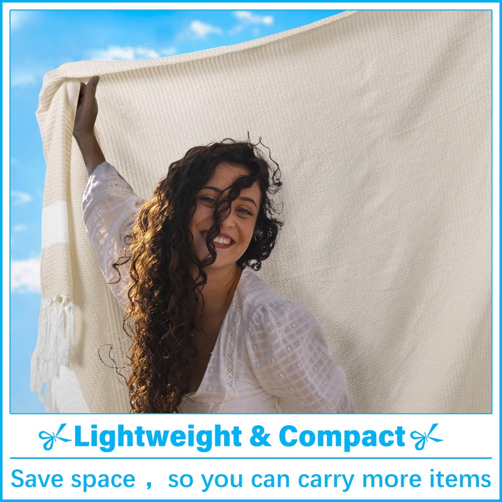Oversized Turkish Beach Towel Blanket XXL Cotton Sandproof Towels Boho Woven Extra Large Big Sand Free Giant Throw Blankets Huge Quilt XL Picnic Camping Necessities Cloud For Adult Gifts Beige