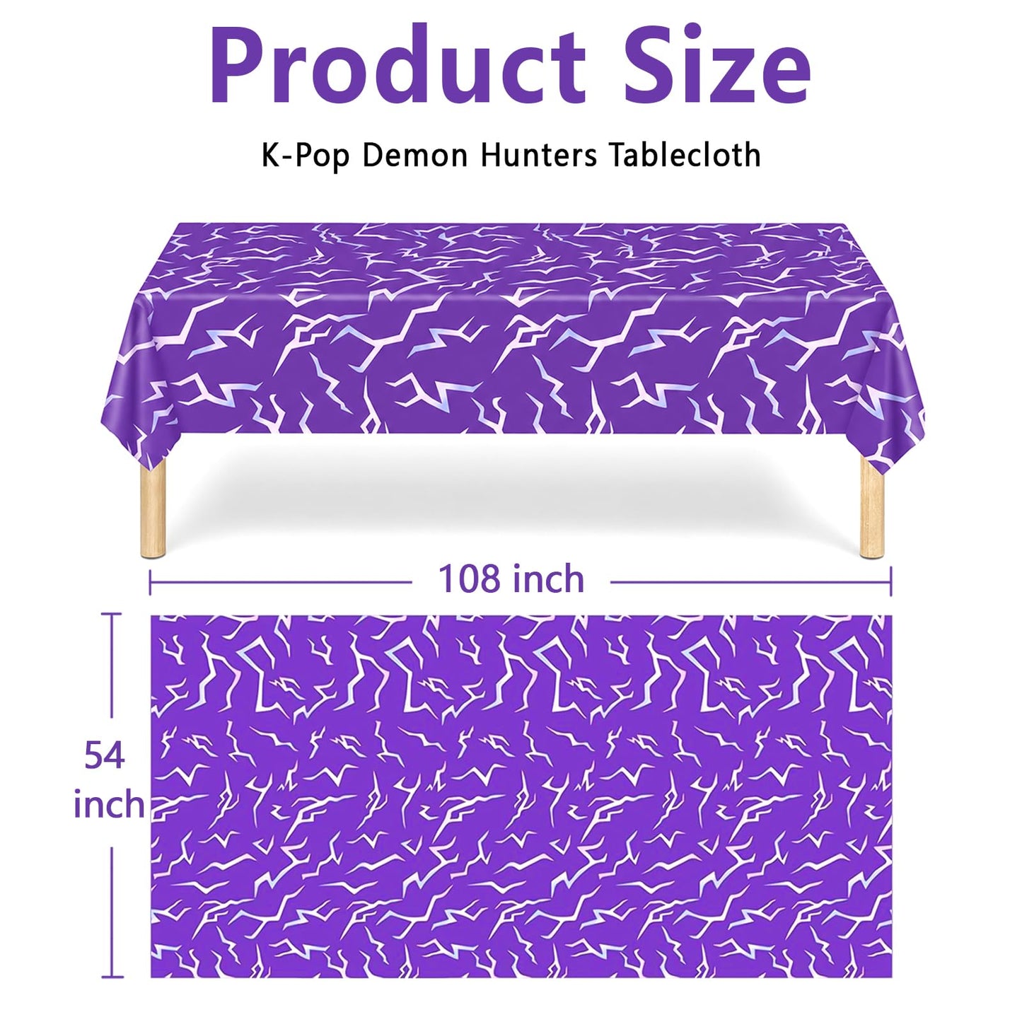 Luxe Louise Birthday Tablecloth Decorations Disposable Table Cloth Waterproof Rectangle Table Cover Plastic Table Cover for Party Decors (Lightning)