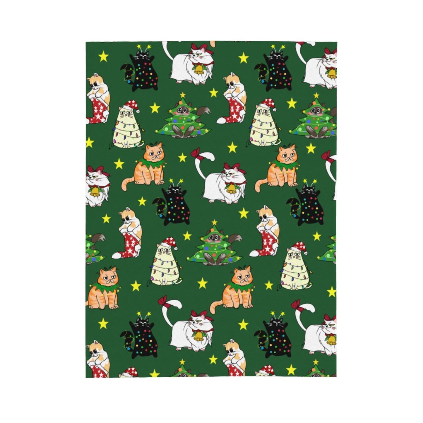 Cute Christmas Cat Throw Blanket Cozy Fluffy Plush Blanket Soft Flannel Throw Blanket for Kids Men Women Gift Sofa Bed Couch 50"x40" Christmas