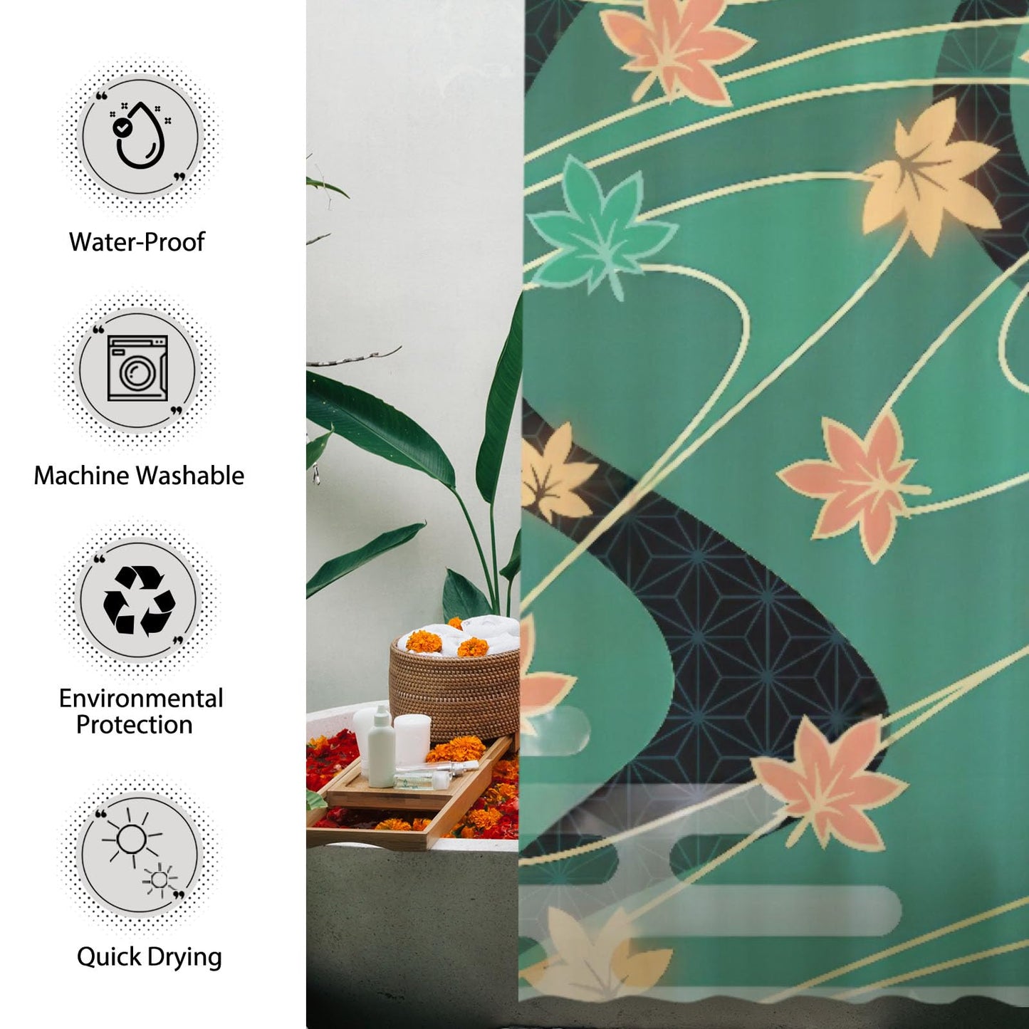 Funnytree Fantasy Adventure Game Shower Curtain, Video Game Bathroom Decor, Waterproof Fabric Durable Easy Care Washable, 72"X72"(Hooks Not Included) SC00240-002