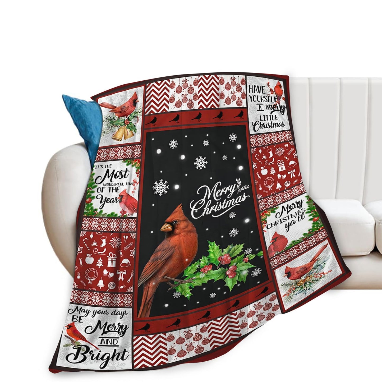Tijuboni Cardinal Bird Throw Blanket for Girls Boys Women Men Kids Adults Soft Flannel Fleece Blanket for Couch Sofa Bed Home Decor 40"x50"