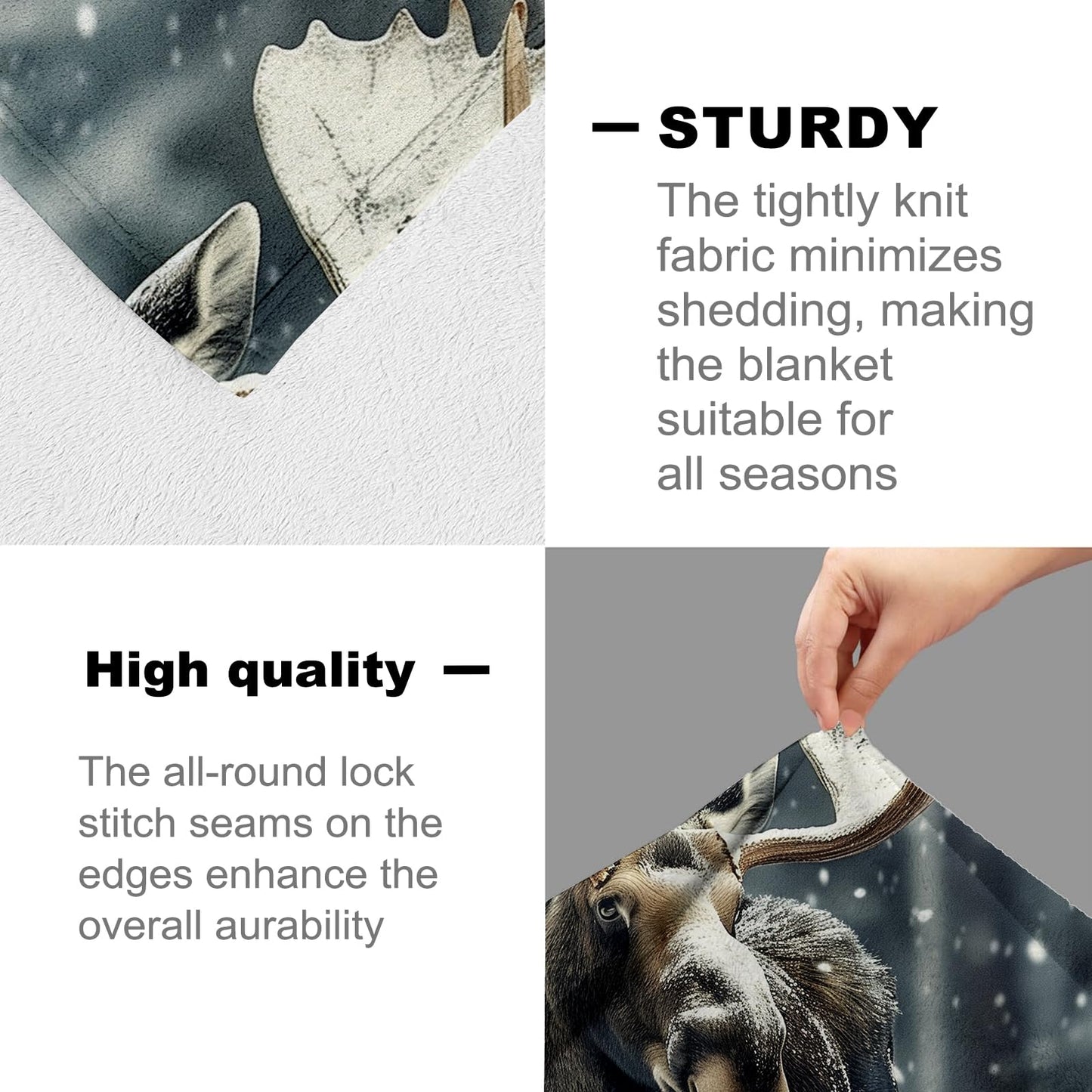 cromcu Moose Blanket for Kids and Adults, Wildlife Snow Scene, Soft Lightweight Throw, for Sofa, Bed, Traveling, Camping Winter Animal Decor Gifts, Single-Sided Printing, 50x60 Inches
