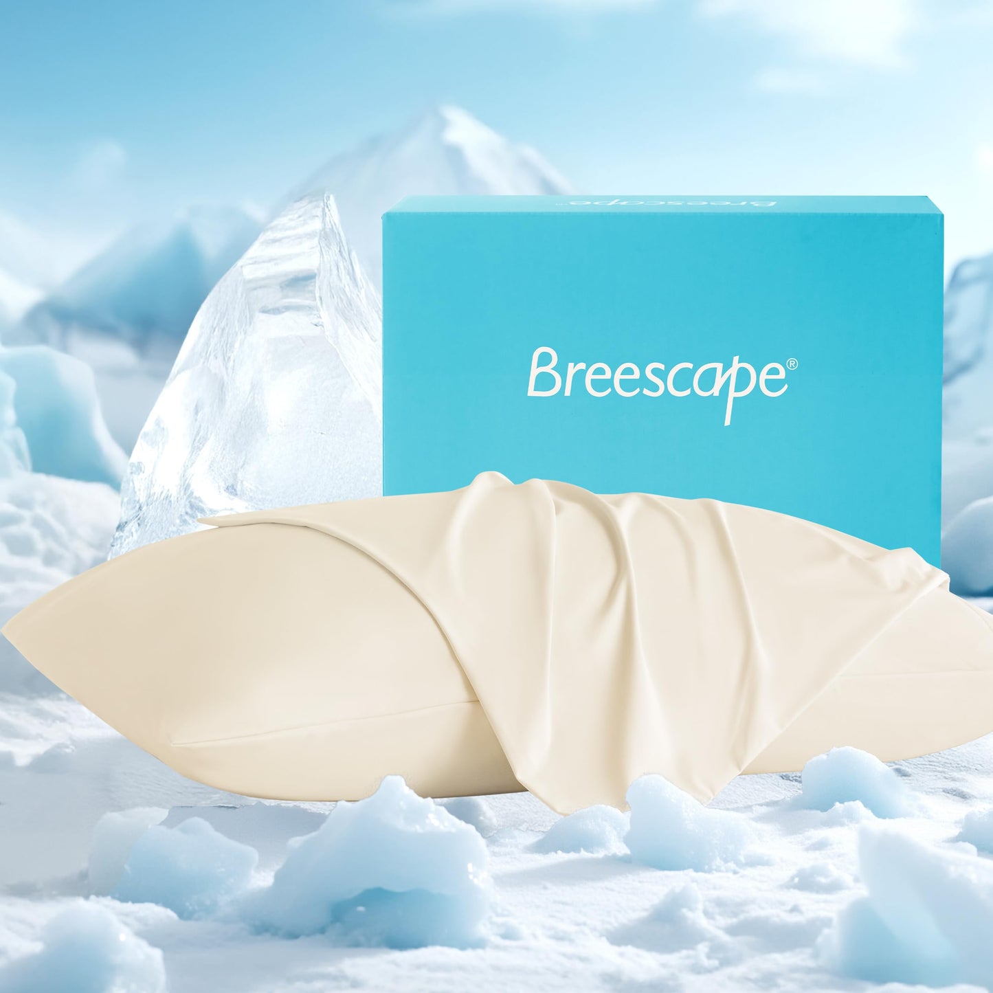 Breescape Cooling Pillow Cases King Size Set of 2, BlendTek™ Cooling Technology for Hot Sleepers & Night Sweats, Silky Soft Cool Pillowcases for Hair & Skin Care, 20" x 36", Ivory