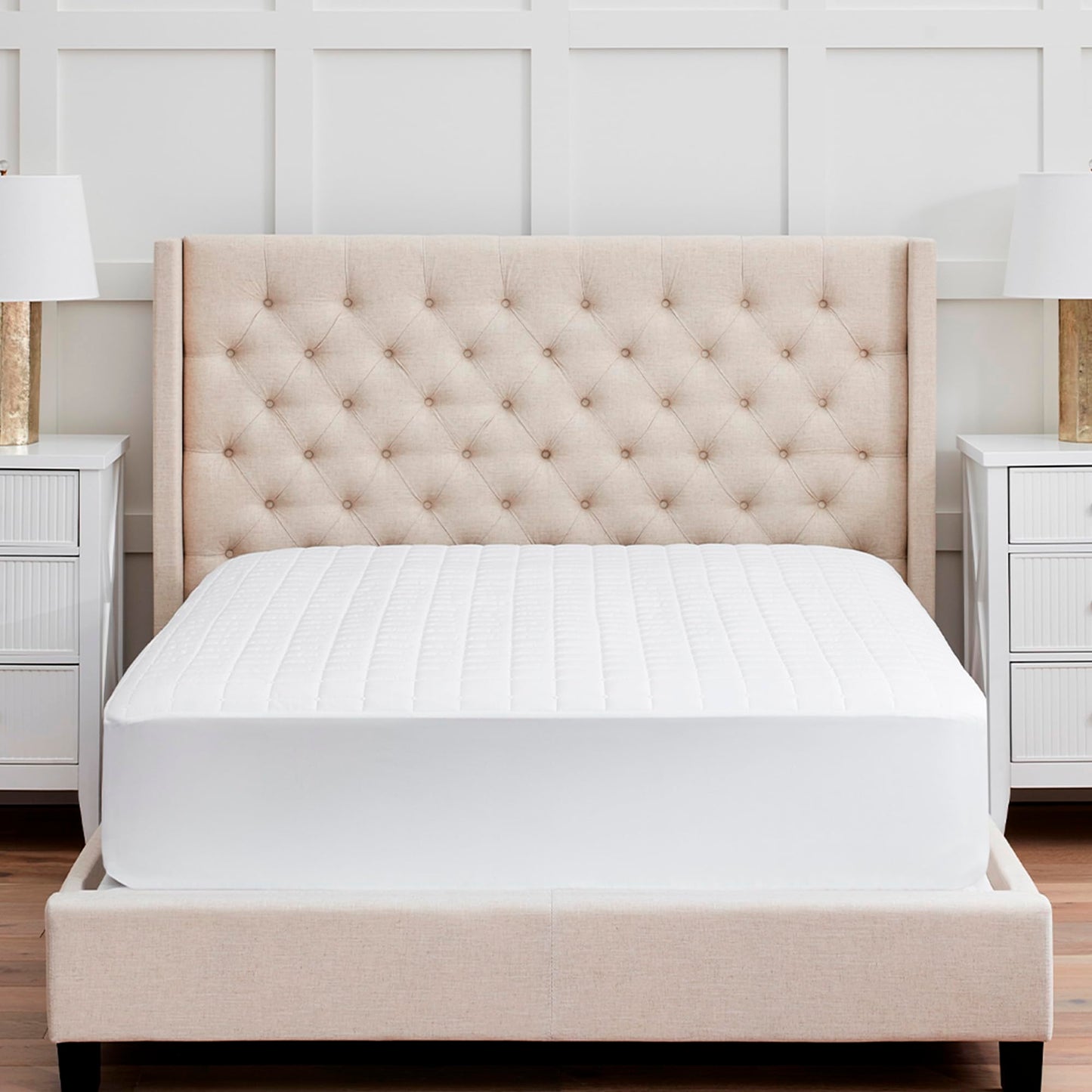 Boll & Branch Mattress Protector - King Size, White Cover - 1 Fitted Protector Included -Padded Fill, Soft, and Breathable - Hypoallergenic and Safe for Sensitive Skin