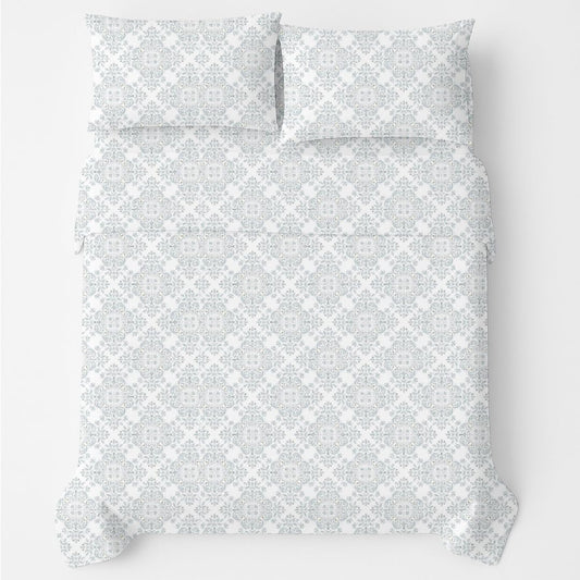 Shreem Linen Queen Sheet Set 4 Piece Bedding, Brushed Microfiber Soft Sheets for Queen Size Bed with Flat, Fitted Sheet, 2 Pillow Cases (Charm Paisley)