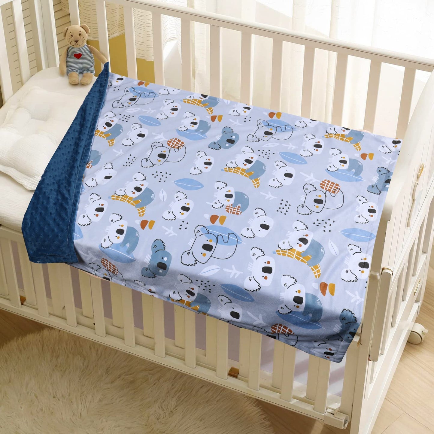 Donsonny Baby Blanket for Boys Girls Soft Minky with Double Layer Dotted Backing, Koala Printed 30 x 40 Inch Receiving Blanket