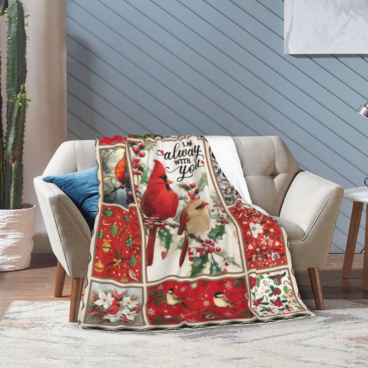 Cardinal Throw Blanket Christmas Cardinals Flannel Blankets Red Birds Plush Super Soft Cozy Warm Decor Gifts for Boys Girls Kids Adults Men Women 40" x 50"