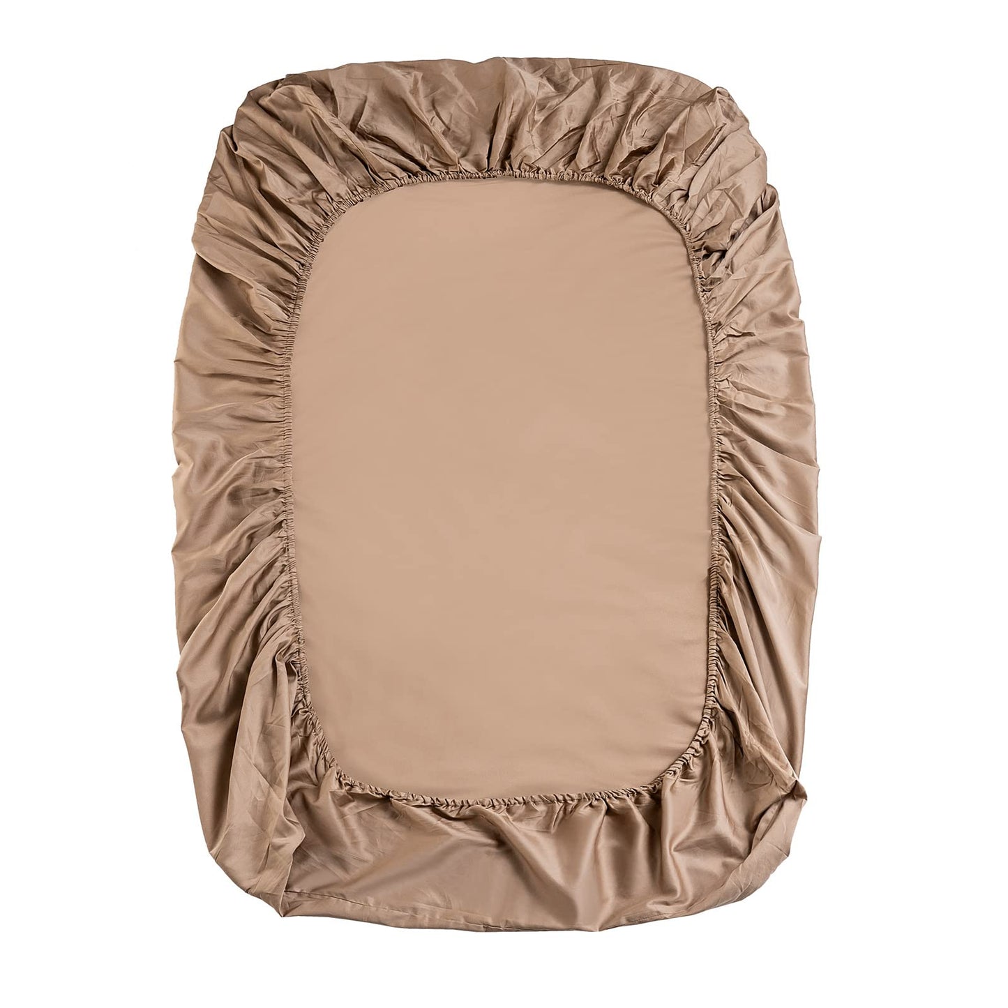 MILDLY Deep Pocket Fitted Sheet Only 100% Long Staple Cotton Brown Breathable Bottom Sheet Queen Size 60"x80" Fits Up to 14" Deep Mattress