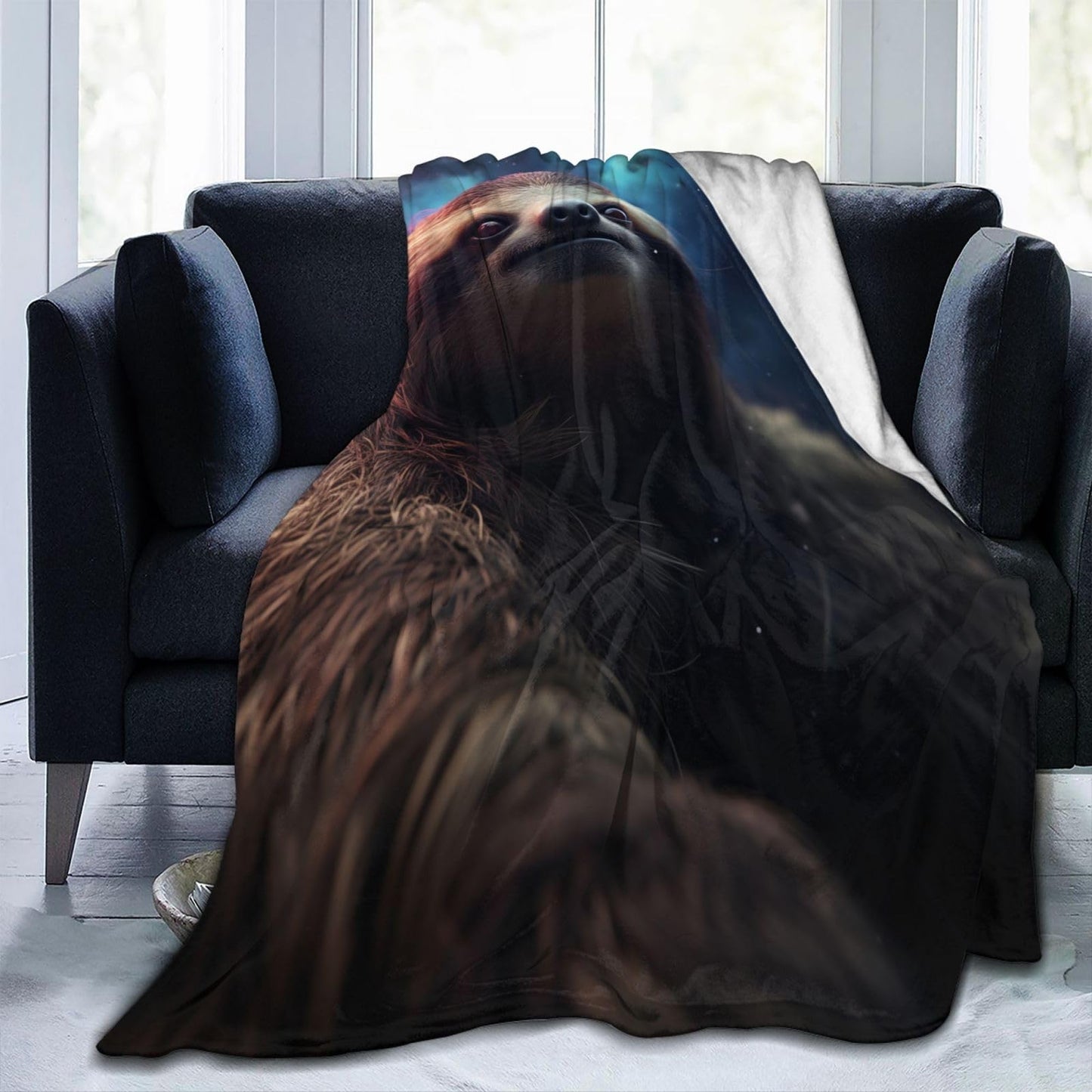 amepay Cute Galxay Sloth Blanket Gifts for Kids Adults Women Flannel Throw Blankets for Home Couch Bed Sofa Soft Fuzzy Lightweight Decor All Season 60x50 Inches