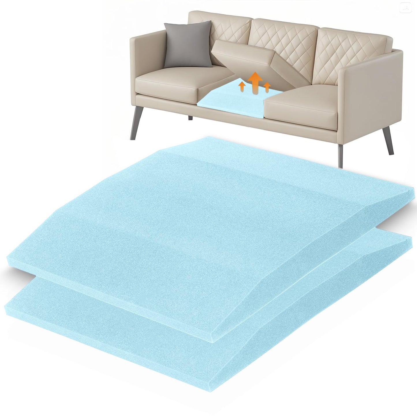 Langierspur 20"x20"Couch Cushion Support for Sagging Seat, Trapezoid 40D Density Foam Couch,Sofa Cushion Support Replacement for Furniture Sagging, Blue (2PCS)