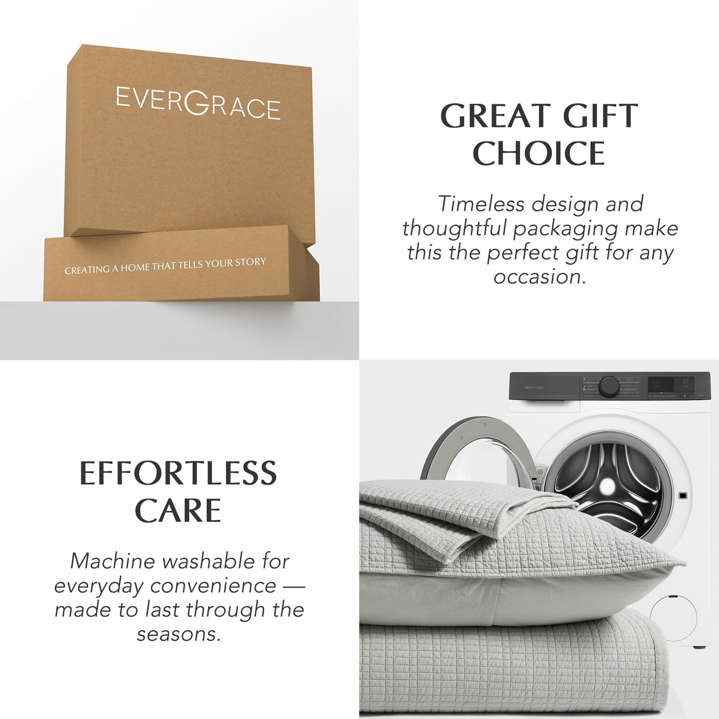 EverGrace 100% Cotton Quilt King Size, Pre-Washed Modern Grid Stitch Lightweight Bedspread Coverlet for All Season, Oversized 3-Piece Bedding Set with 2 Pillow Shams, Drizzle Gray