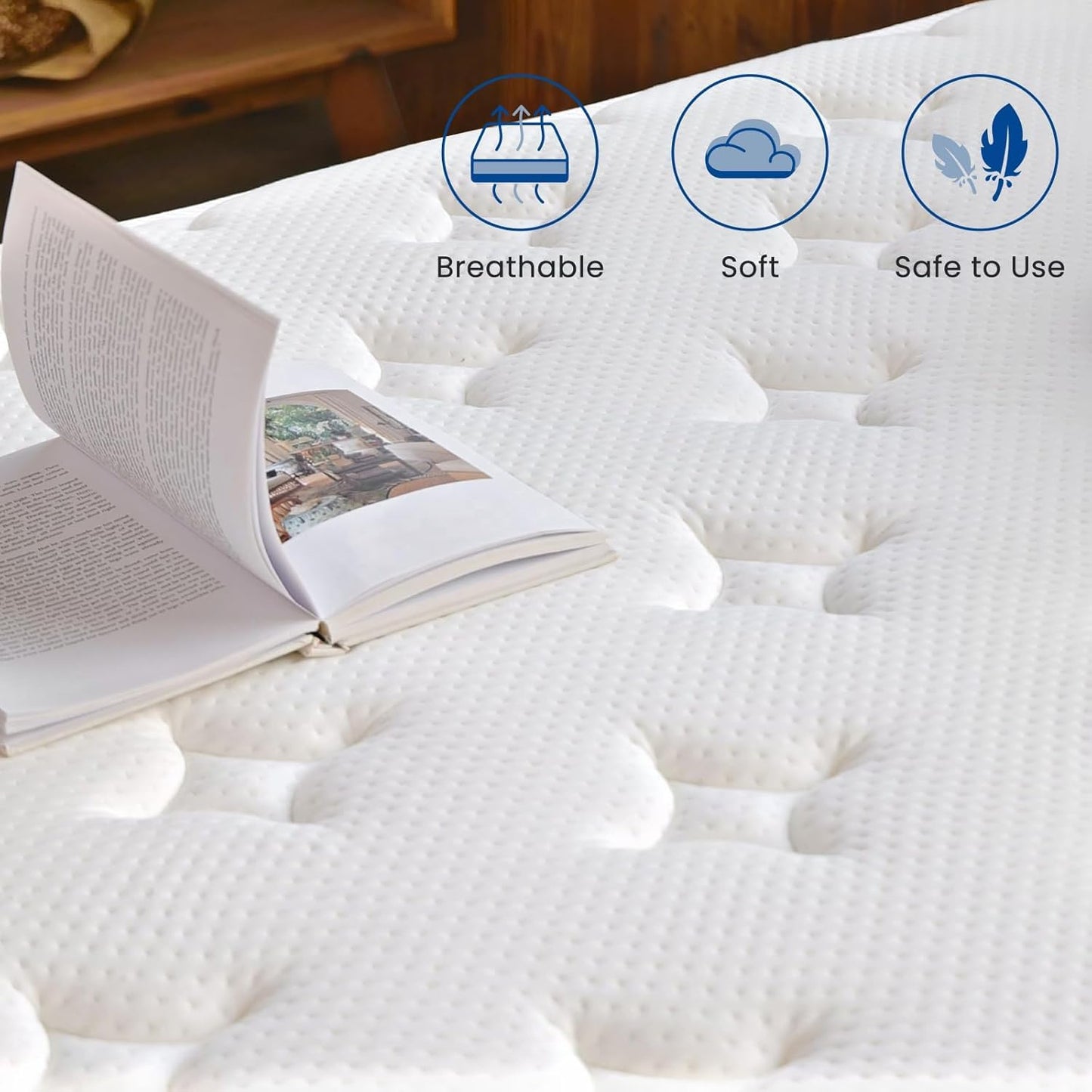 Coolvie Mattress Queen Size, 12 Inch Hybrid Foam, Medium Firm