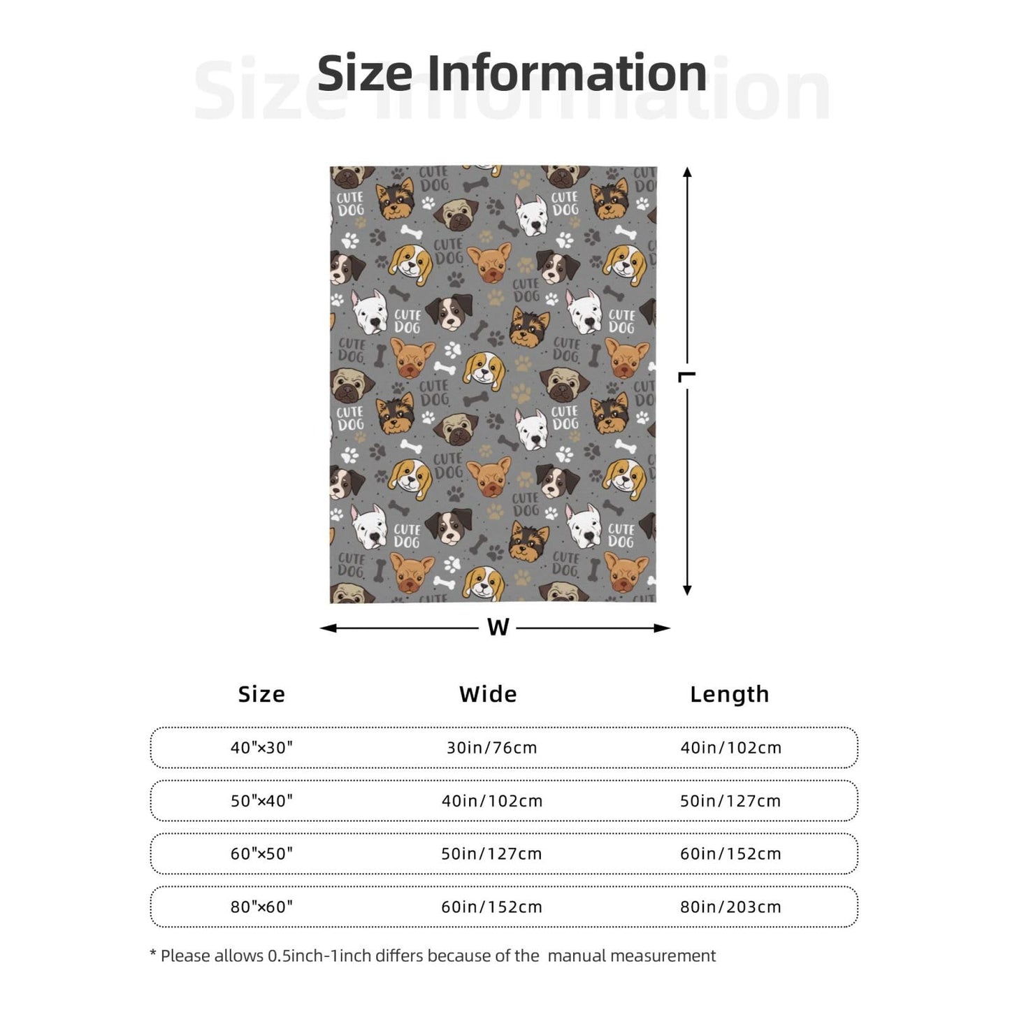 Cute Puppy Dog Blanket Throw Blanket for Bed Soft Cozy Fluffy Couch Blankets Fleece Blanket Throw Gifts for Women Men Girls Boys 50"x40"