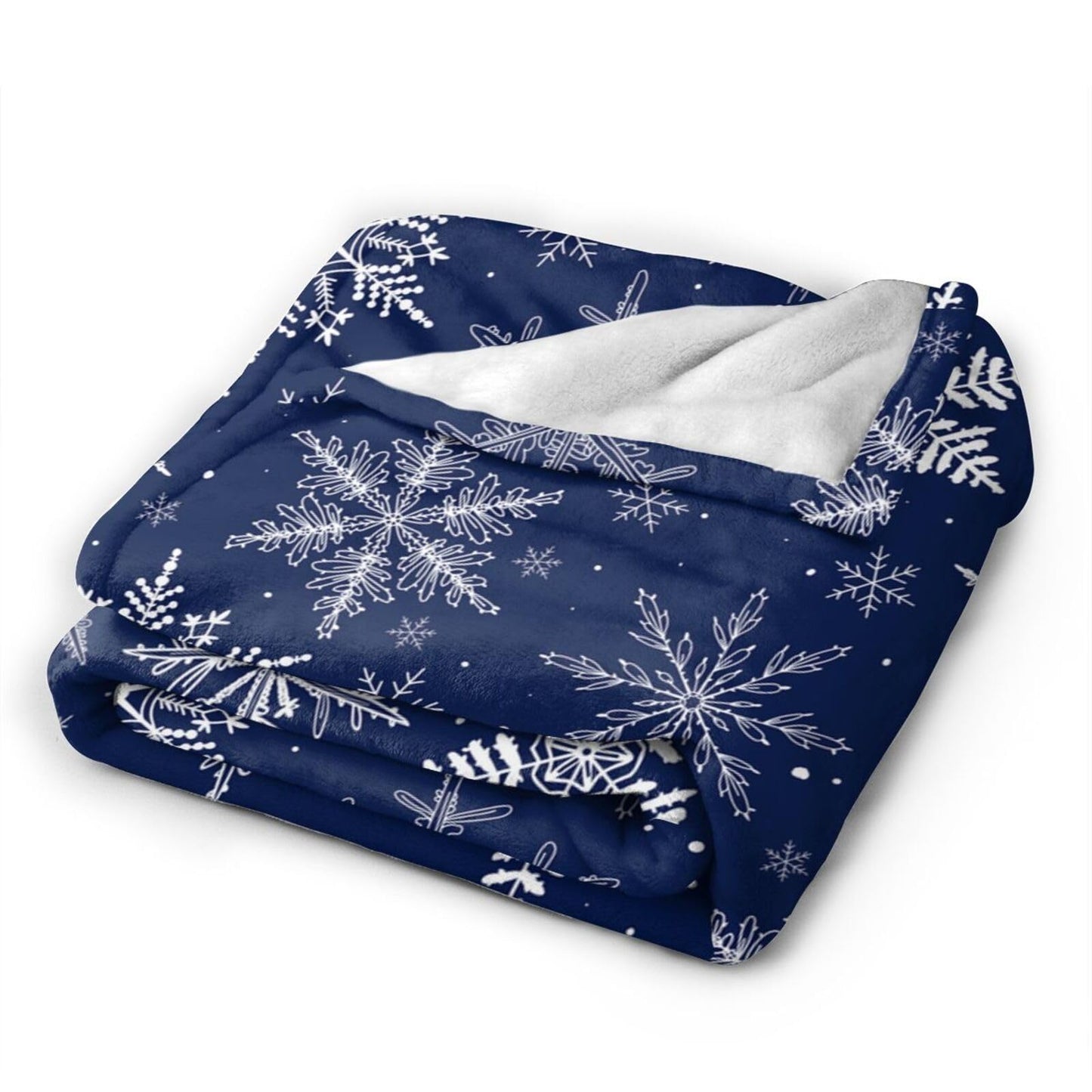 Gbuzozie Winter Snowflakes Blue Fleece Blanket Lightweight Ultra-Soft Christmas Throw Blanket for Sofa Couch Bed Camping Travel - Super Soft Cozy Microfiber Blanket 60"X50"