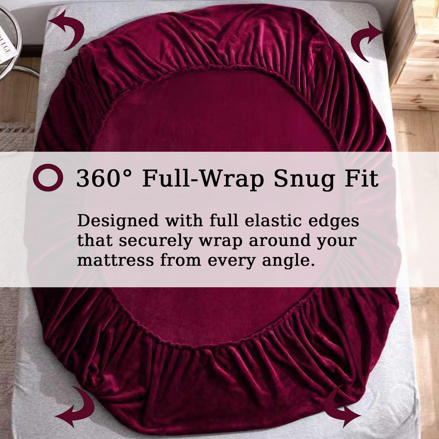 MorroMorn Luxury Plush Fleece Fitted Sheet Sets with 20" Deep Pocket for Thick Mattresses 360° Snug Fit Non-Slip, Ultra Soft 3-Piece Bedding Set Cozy Warm for Cold Sleepers (Red, Twin)