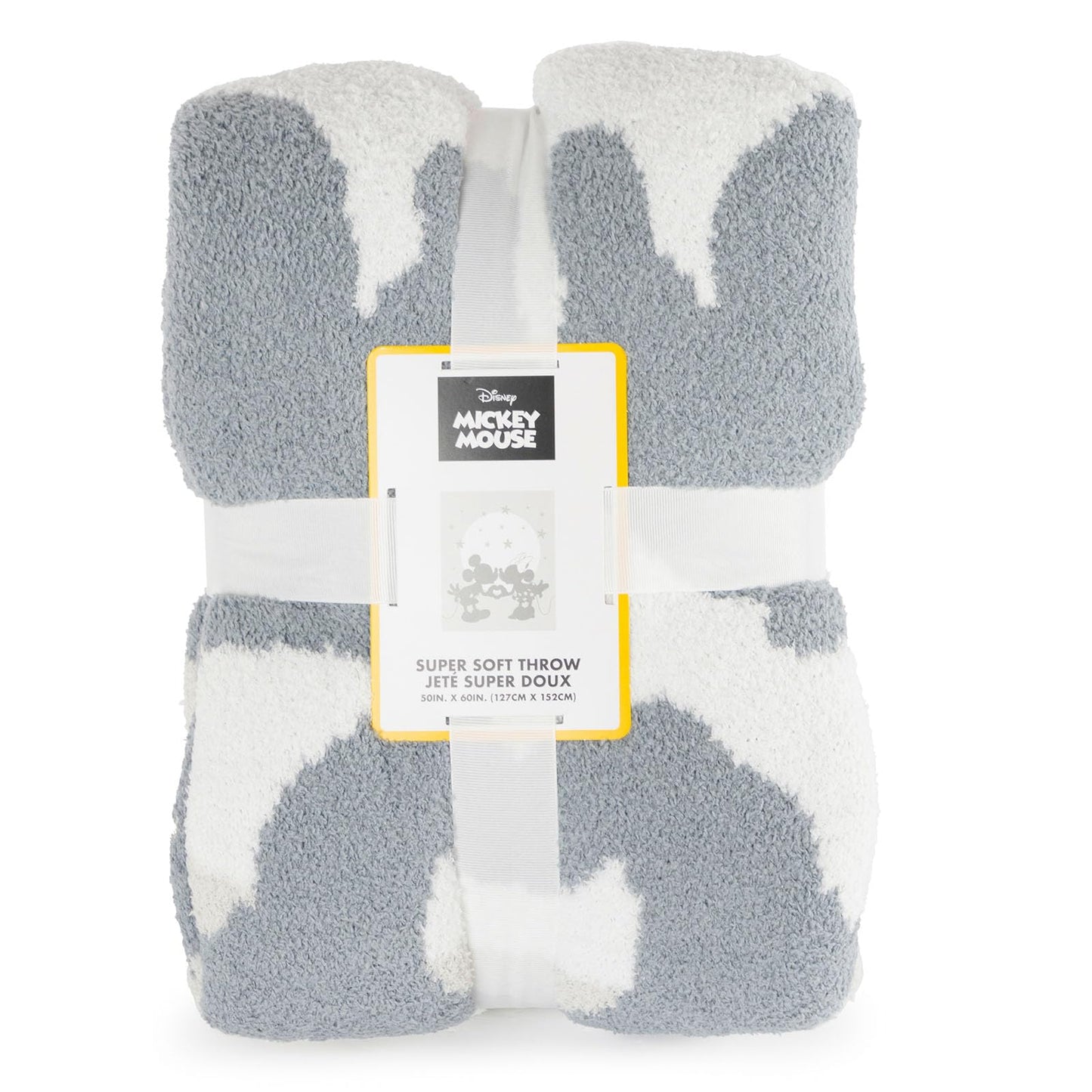 Jay Franco Disney Mickey Mouse & Minnie Mouse Throw Blanket - Cozy 50 x 60 Inch Fluffy Feather Knit Fuzzy Blanket, Gray Stars, Super Soft Lightweight Machine Washable Bedding
