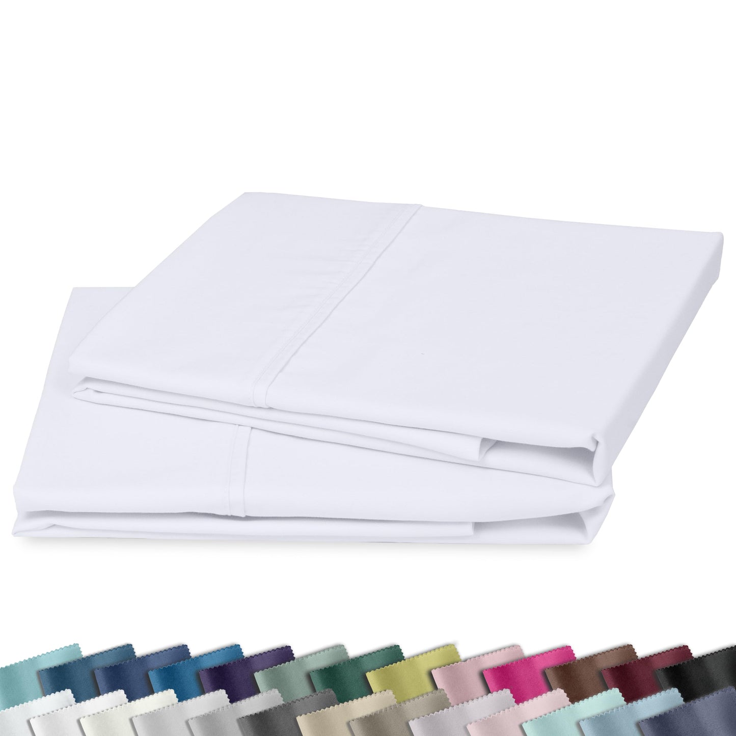 California Design Den Standard Queen Size Pillowcase Set - 400 Thread Count, 100% Cotton Sateen, Set of 2 Pillow Covers, Soft and Breathable - Bright White