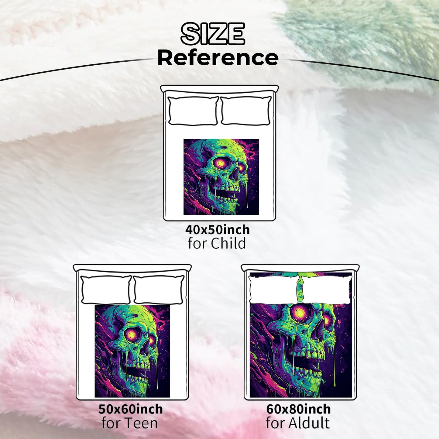 amepay Psychedelic Skull Throw Blanket - Ultra-Soft, Comfy Plush Flannel, Lightweight & Warm, Fuzzy, Anti-Pilling, Perfect for Halloween,Couch, Bed, Travel - Cool Design for Men & Boys 60×50inch