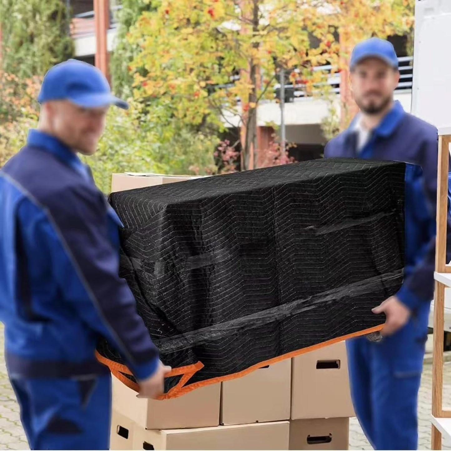 Large Moving Blankets 80 * 72in Heavy Duty Packing Blankets for Furniture Moving Shipping Wrapping Quilted Furniture Pads for Moving, Padded Mover Blankets (Black) 2pack