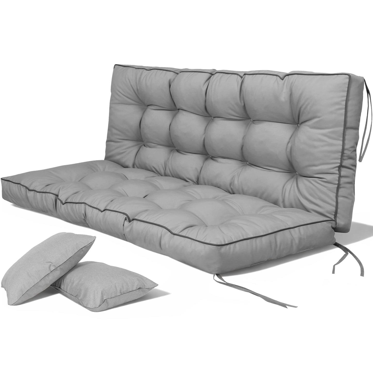 Kerkrot Porch Swing Cushions, Waterproof & Fade Resistant Outdoor Swing Cushion 63 Inch, Swing Cushions 3 Seater Replacement for Outdoor Furniture, Patio, Garden (Light Gray, 63 x 40 inch)