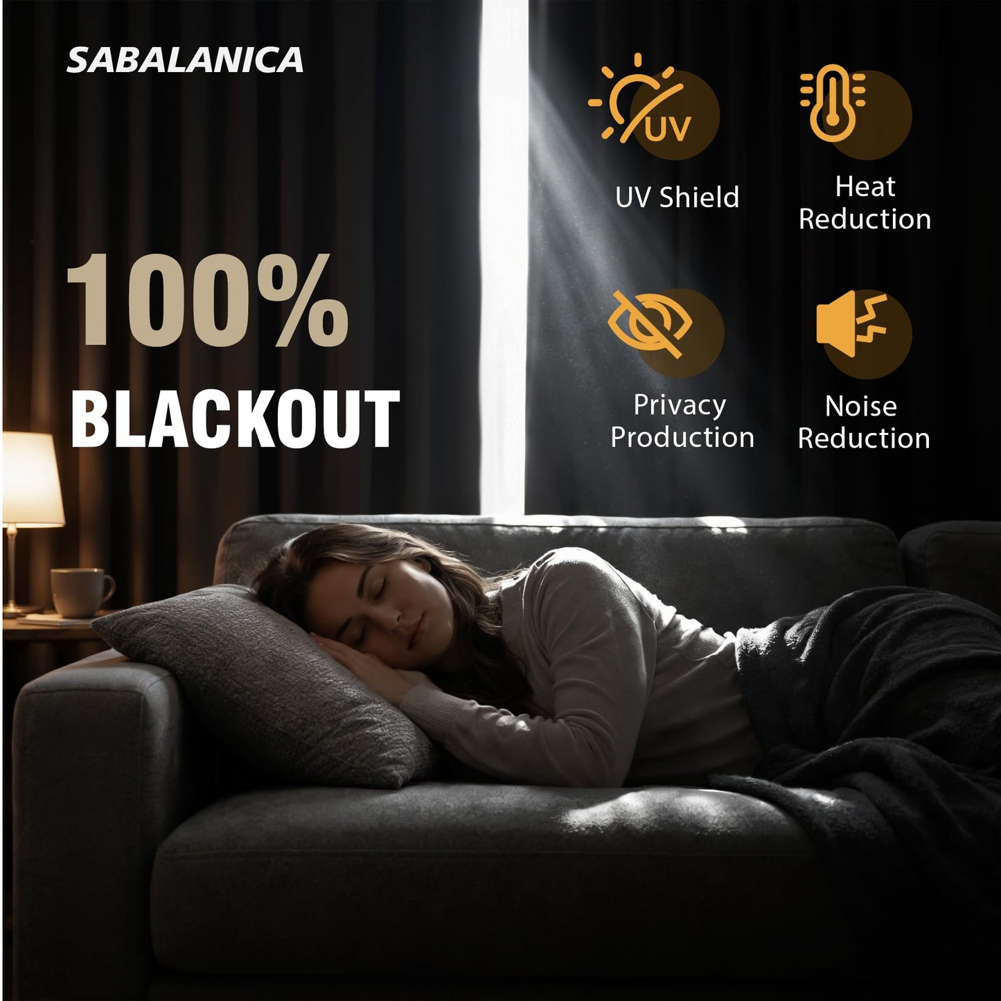 SABALANICA 2 Panels 100% Blackout Linen-Textured Curtains, Thick Thermal Insulated Grommet Drapes with Subtle Herringbone Weave, Luxury Decor for Bedroom/Living Room, 54 x 84 Inches, Grey