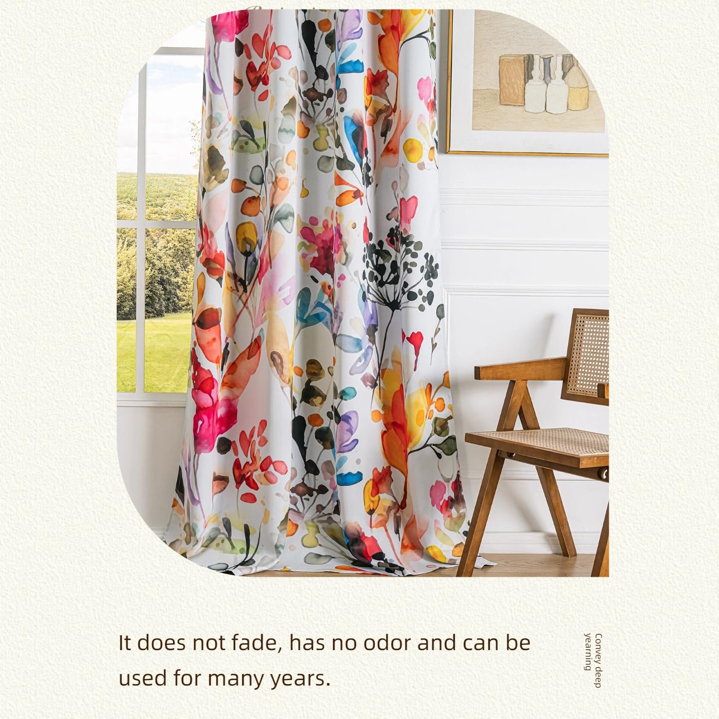 Boho Floral 100% Blackout Curtains 84 Inch Length 2 Panels Set Grommet Watercolour Flower Bohemian Pattern Black Out Thermal Insulated Drapes Window Treatment for Bedroom Living Room 52 x 84 Inch