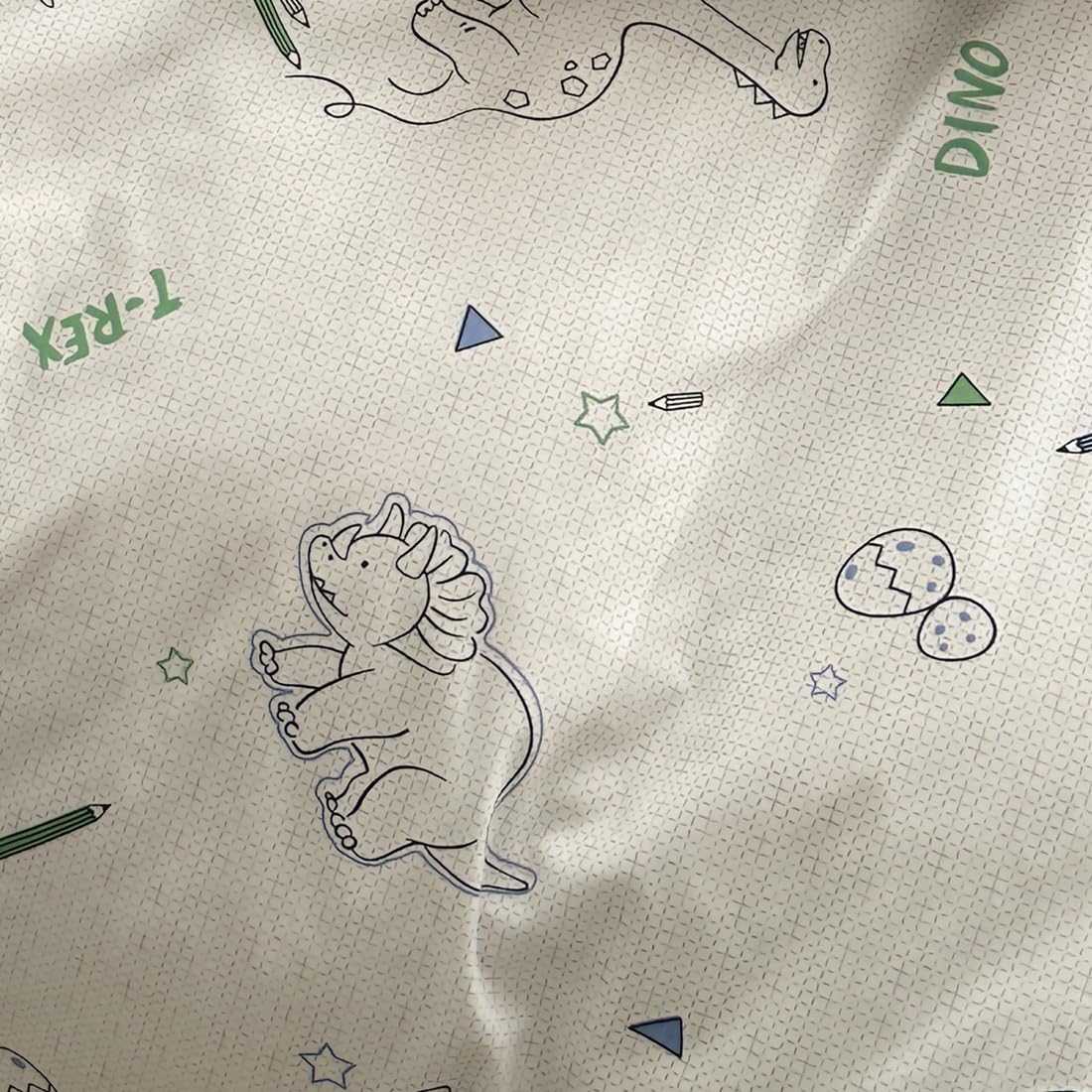 LIWHENHAO Dinosaur Duvet Cover Set Twin 100% Cotton Bedding Cartoon Dino Print on Gray White 1 Kawaii Cute Animal Comforter Cover Zipper Closure 2 Pillowcases for Kids Girls Boys