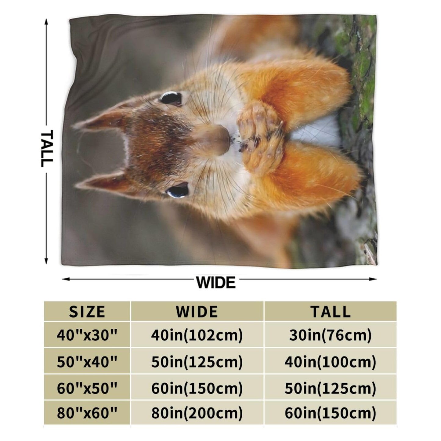Funny Squirrel Flannel Throw Blanket Lightweight Soft Warm Bed Throws for Home Couch Room Sofa Office Travel Camping Dorm Decor Adults Kids Gifts 60x50 Inch