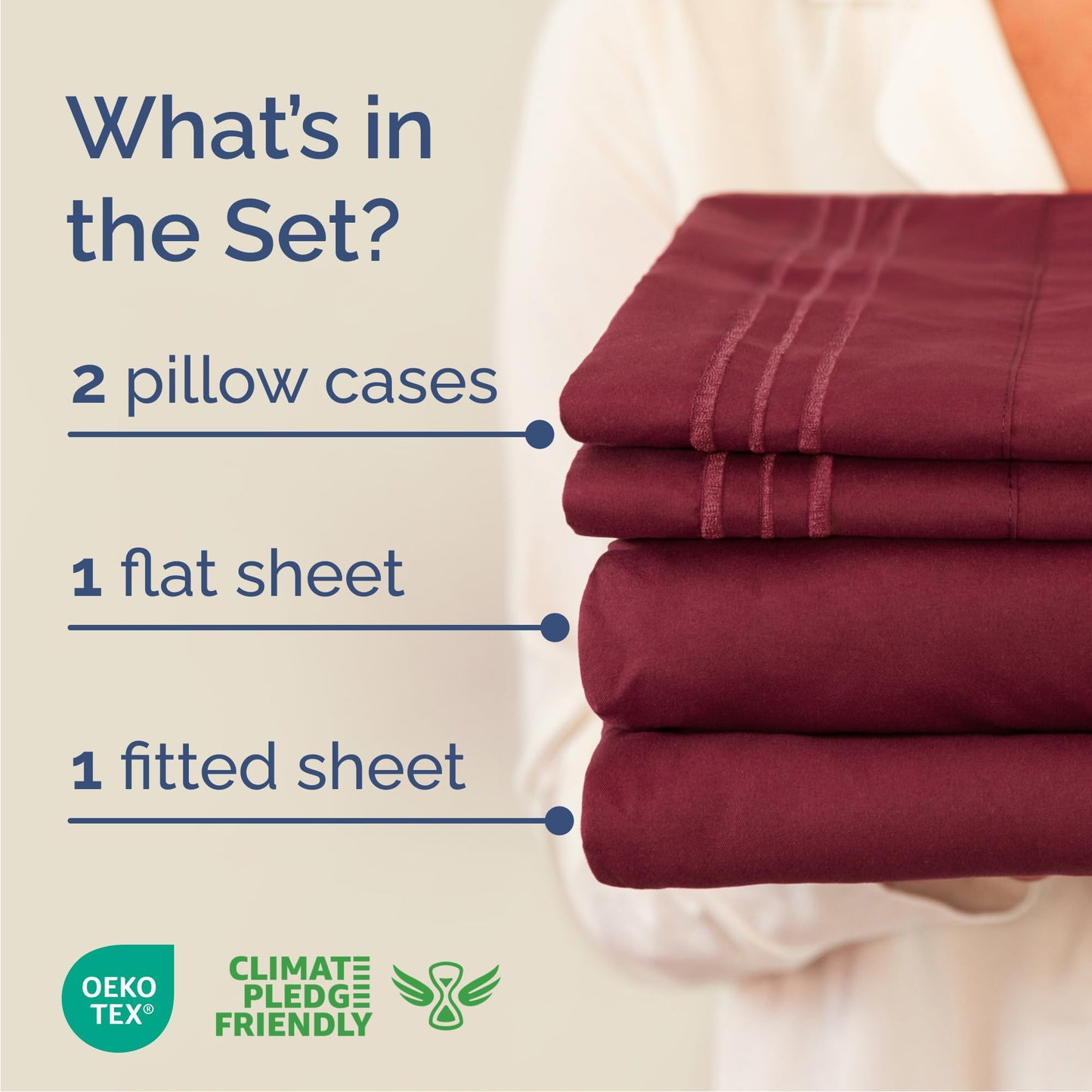 Queen Size 4 Piece Sheet Set - Comfy Breathable & Cooling Sheets - Hotel Luxury Bed Sheets for Women & Men - Deep Pockets, Easy-Fit, Extra Soft & Wrinkle Free Sheets - Burgundy Oeko-Tex Bed Sheet Set