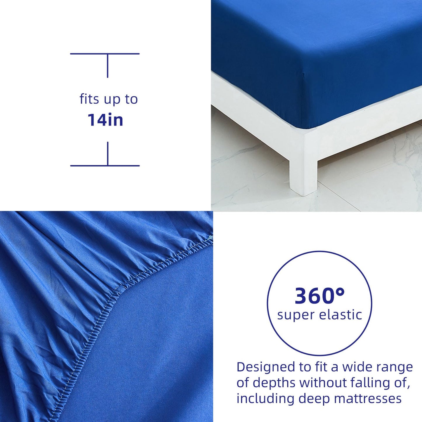 WONGS BEDDING Blue Comforter Set King 7 Pieces, Reversible Blue Rose Bed in a Bag, Lightweight Soft Microfiber Bedding Sets with Flat Sheet, Fitted Sheet, Pillowcases & Shams
