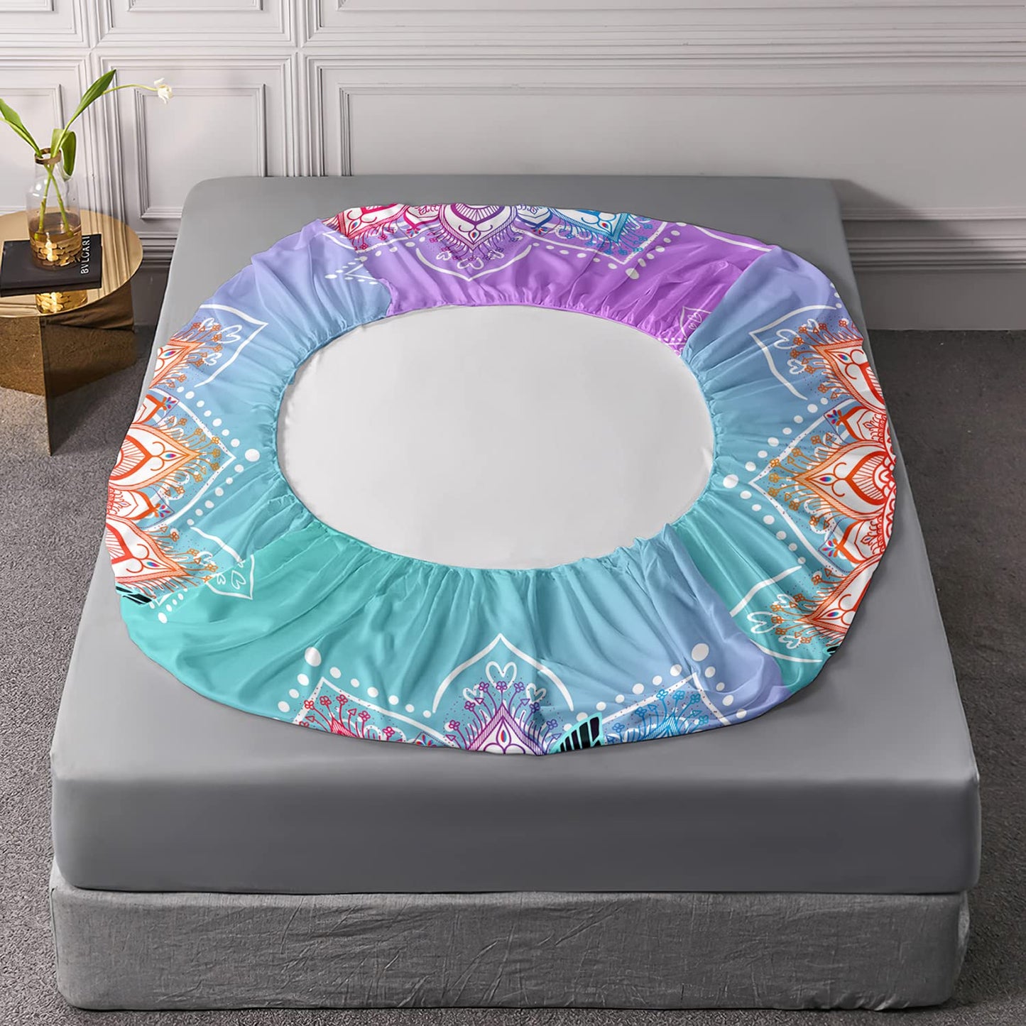 HOSIMA Sea Turtle Bedding,Coastal Beach Themed Fitted Sheet Set Queen Size for Kids Teen Girls Boys Room Decor,Mandala Turtle Fitted Sheet Set Twin Size,1 Fitted Sheet+2 Pillowcases.