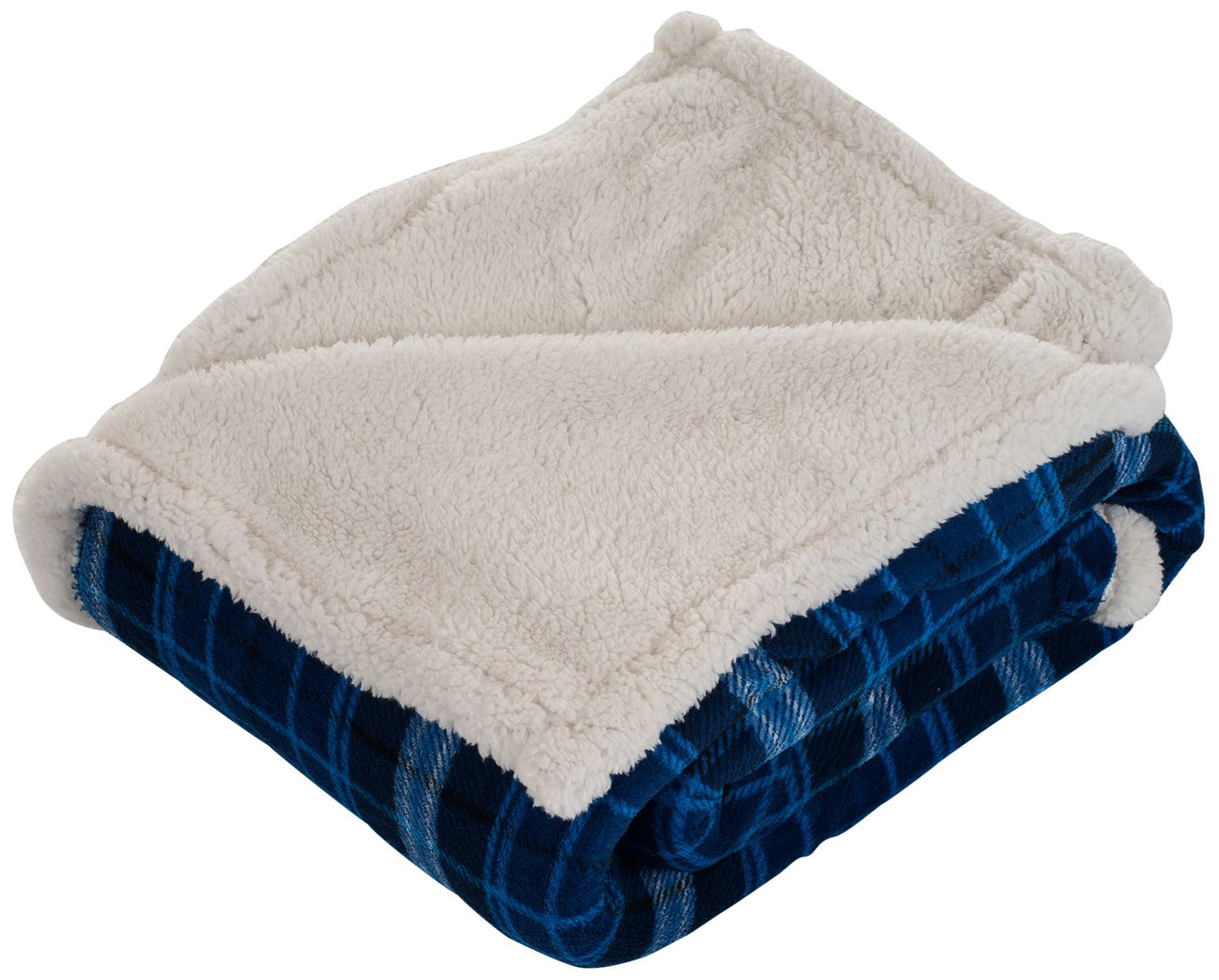 Bedford Home Blue Throw Blanket-Fleece/Sherpa, 50" x 60"
