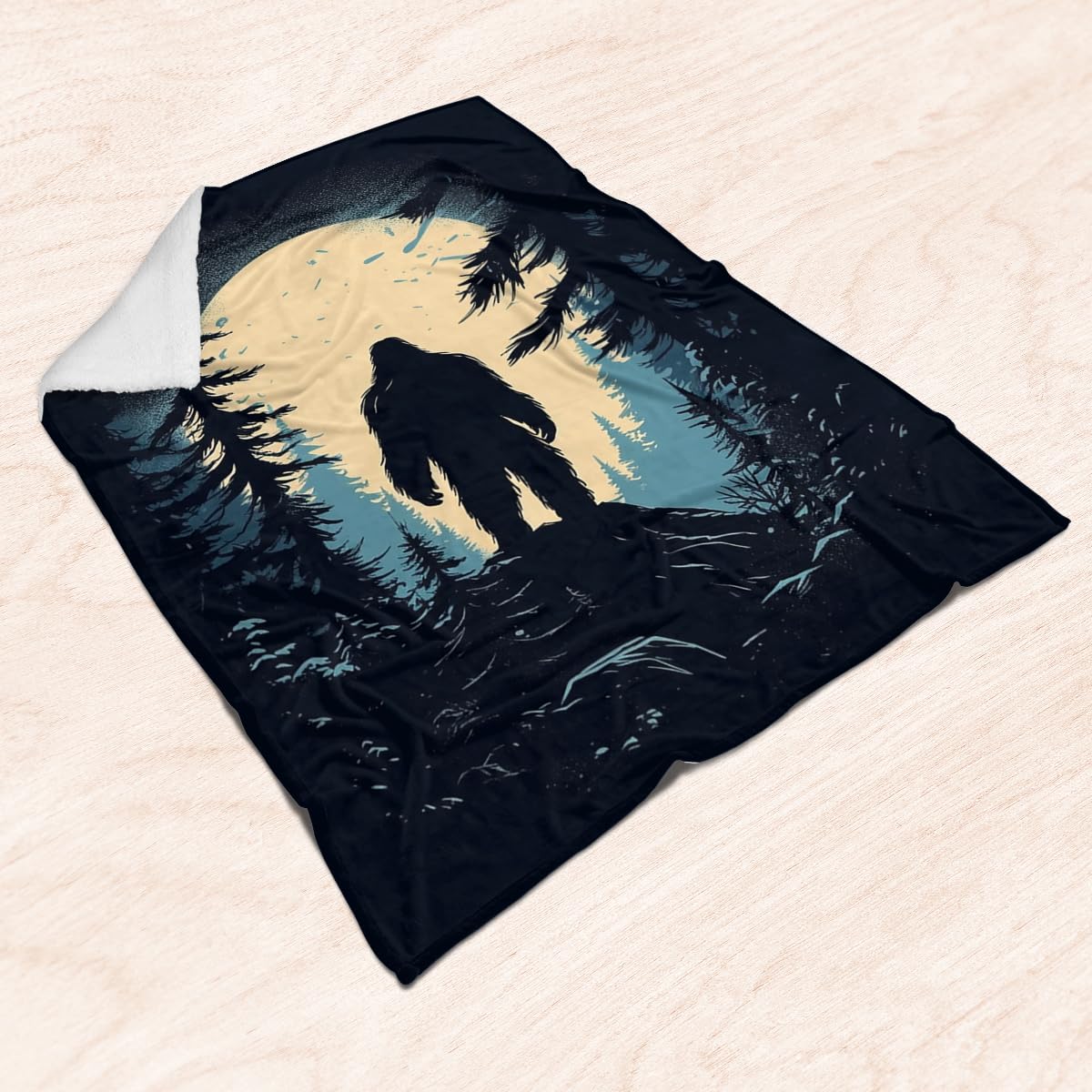Personalized Bigfoot Throw - Soft Fleece Blanket, Sasquatch Print Home Decor, Cozy Throw (Bigfoot Blanket 08)