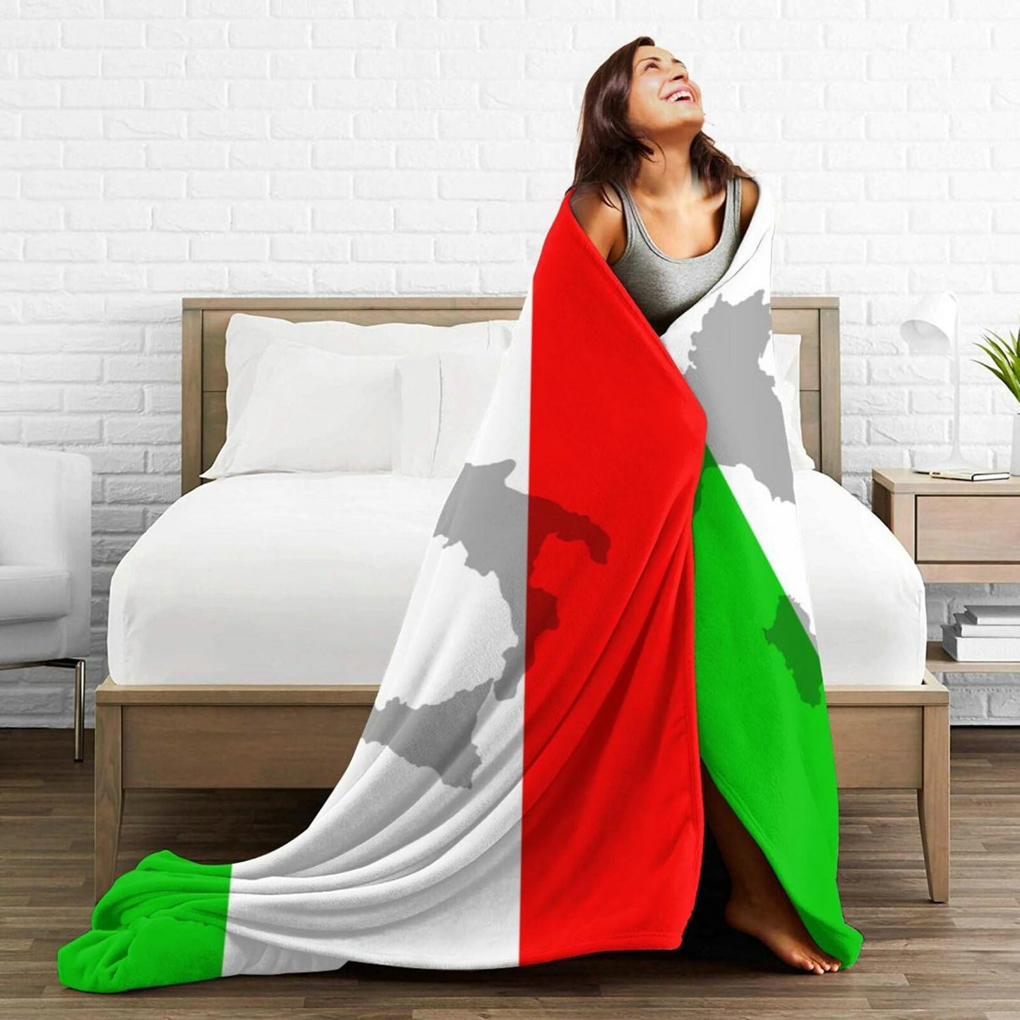 HGOD DESIGNS Italian Flag Blanket,The Contour of Italian Territory is Printed on The Flag Decor Blankets Soft Warm Throw for Women Birthday, Home Living Room Decoration 40"x50"