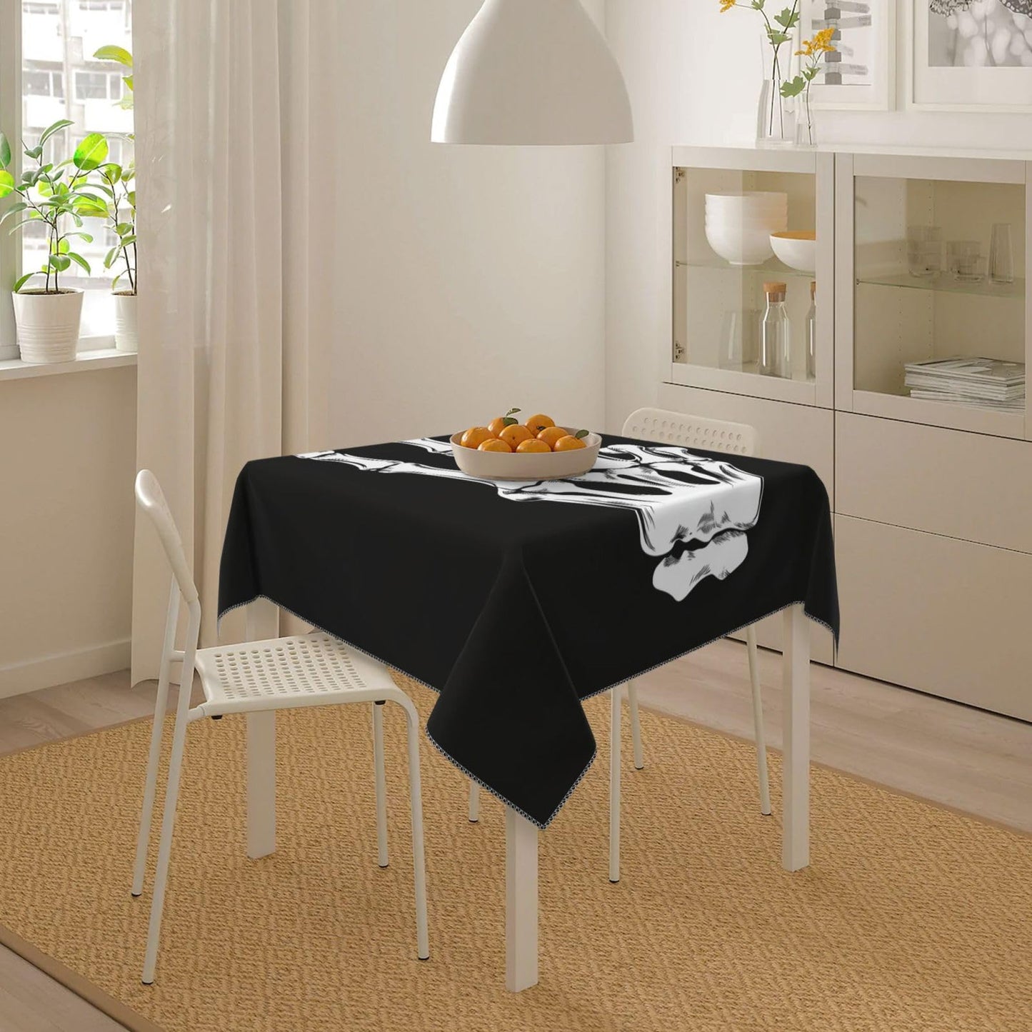 Entemne Square Table Cloth 55x55 Inch Gothic Human Hand Skeleton Tablecloth Washable Soft Wrinkle Free Dust Proof Card Table Cover for Tea Party Picnic Kitchen Dining Decor